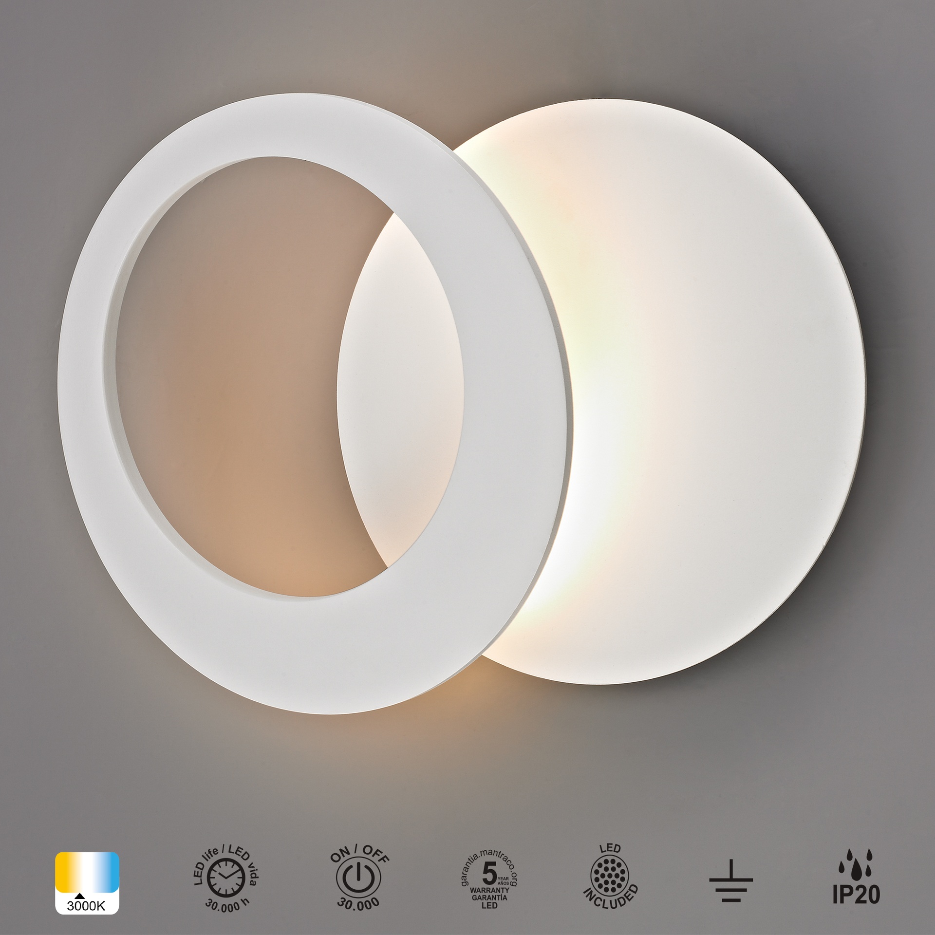 TORONTO * APPLIQUE LED 15W 3000K BIANCO