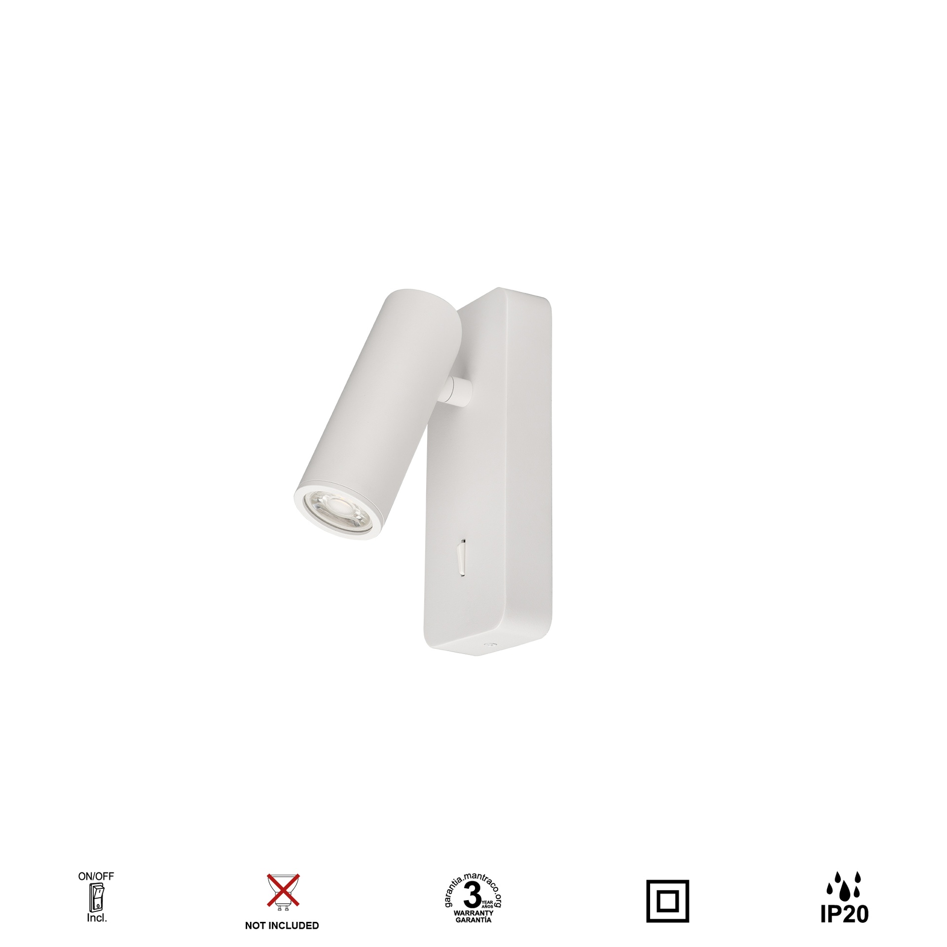 NOTTE * APPLIQUE LETTORE MINI GU10 - BIANCO