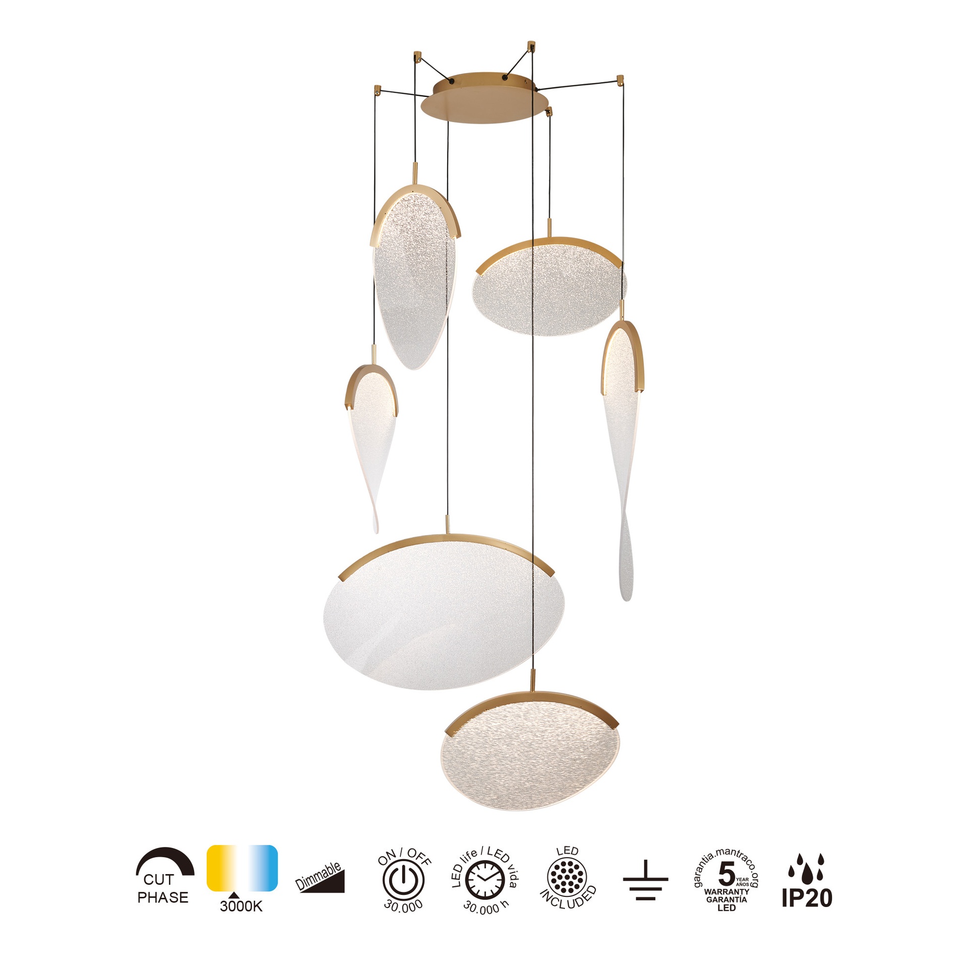 Oasis · Luminarias de techo · Oro
