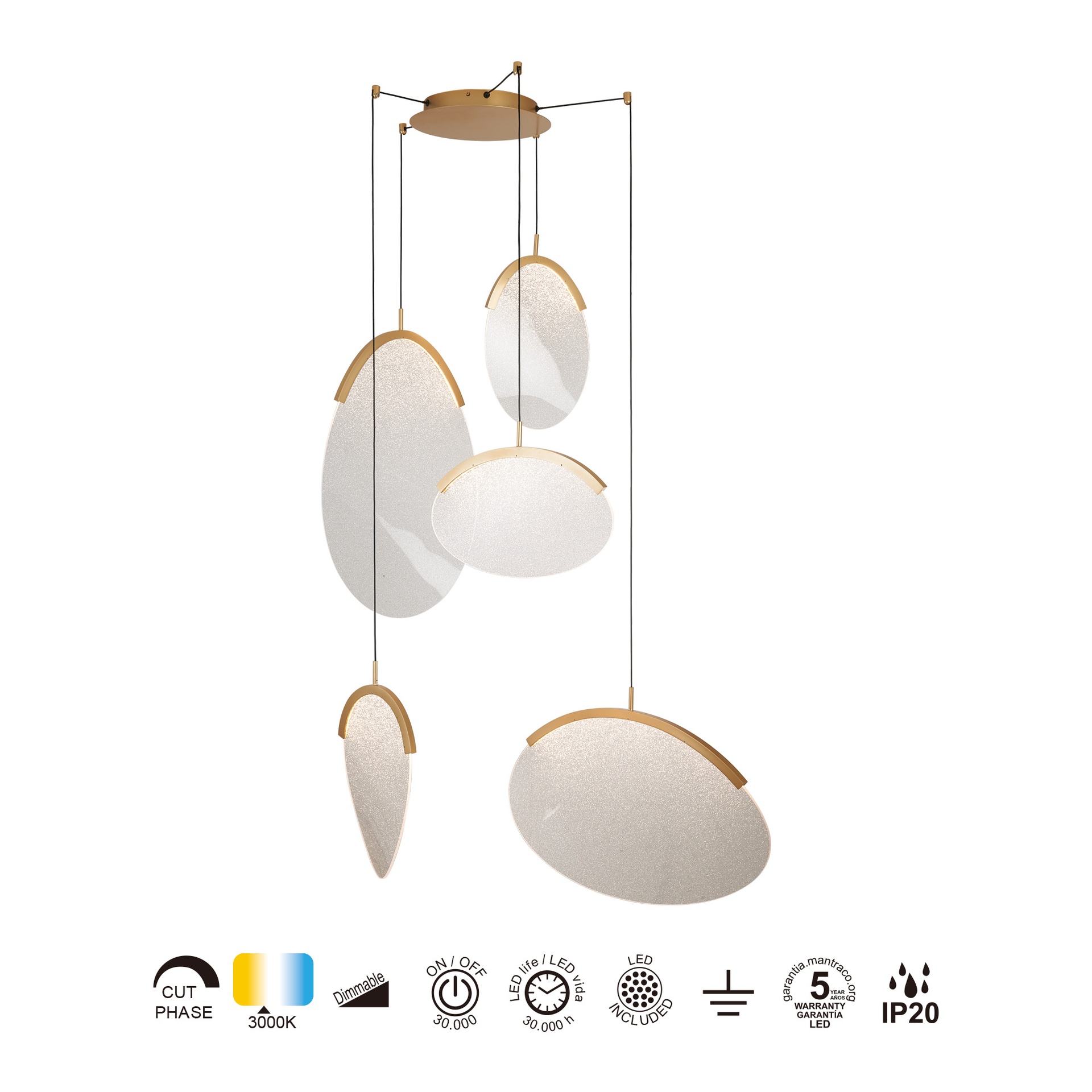 Oasis · Luminarias de techo · Oro