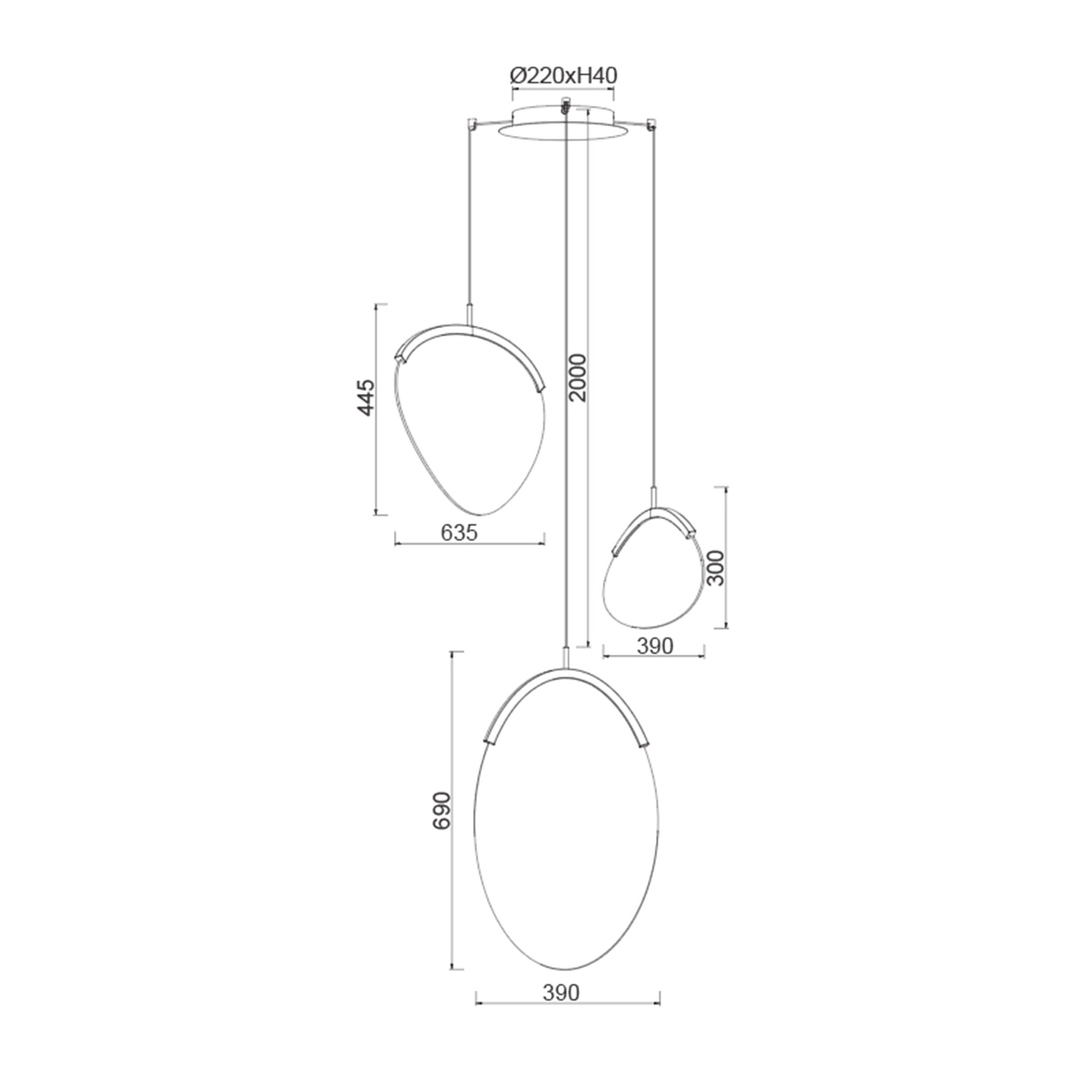 OASIS * PENDANT LAMP LED 40W GOLD - 3 L - Dimmable TRIAC