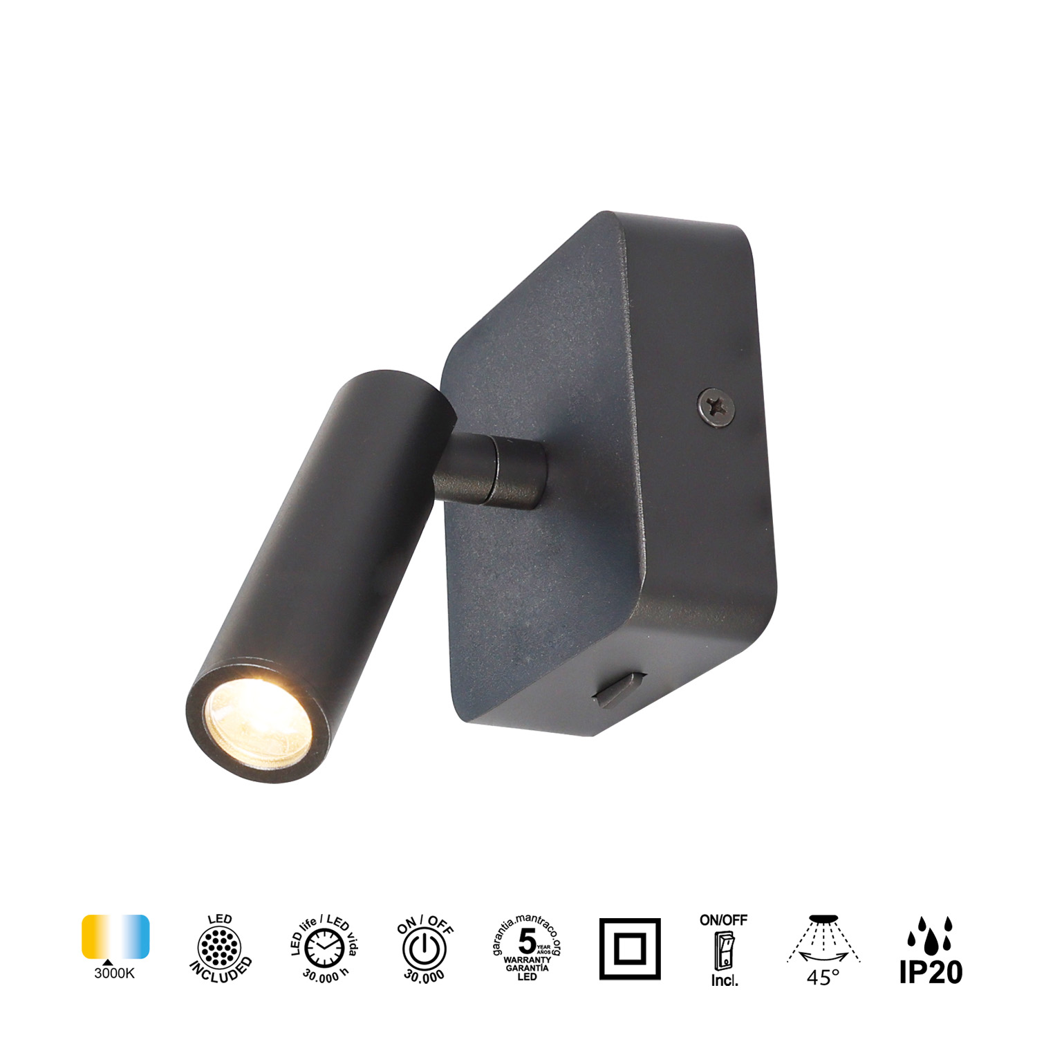 POPA * APPLIQUE LED  3W 3000K NERO