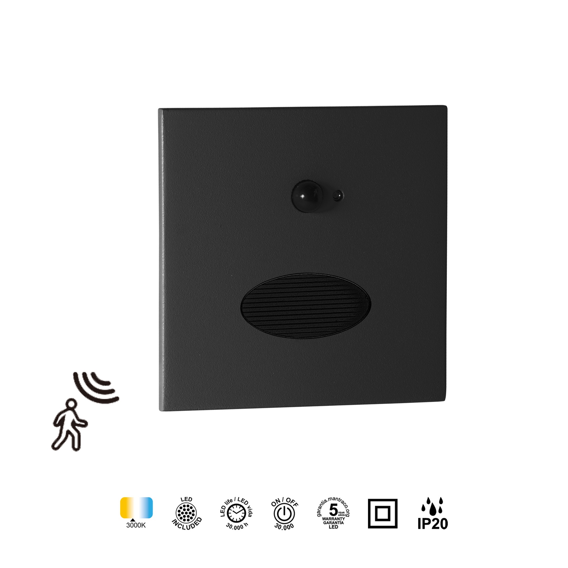 PROA * WALL WASHER LED 3W 3000K BLACK