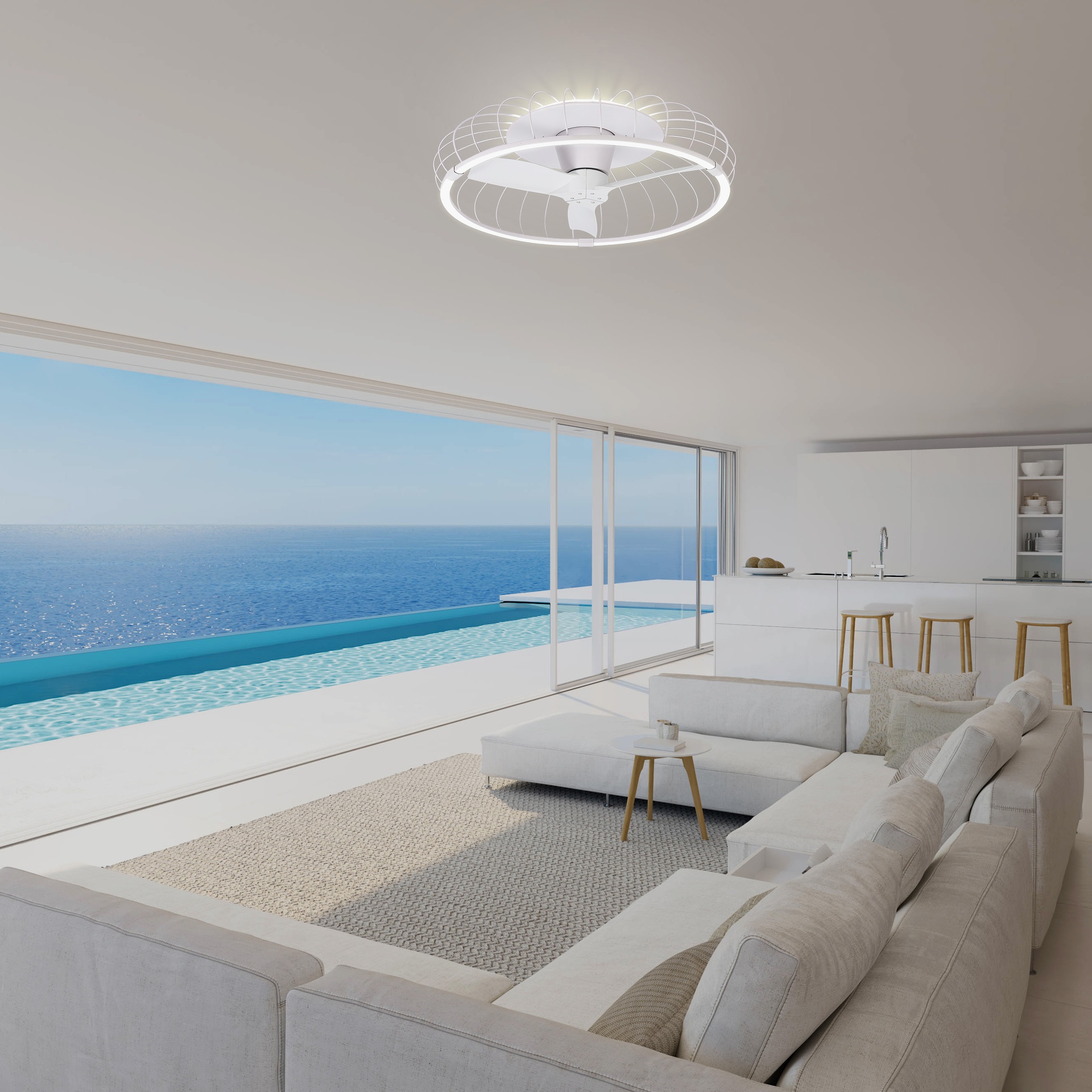 ***DES*** NATURE * VENTILATORE A SOFFITTO LED BIANCO CON TELECOMANDO