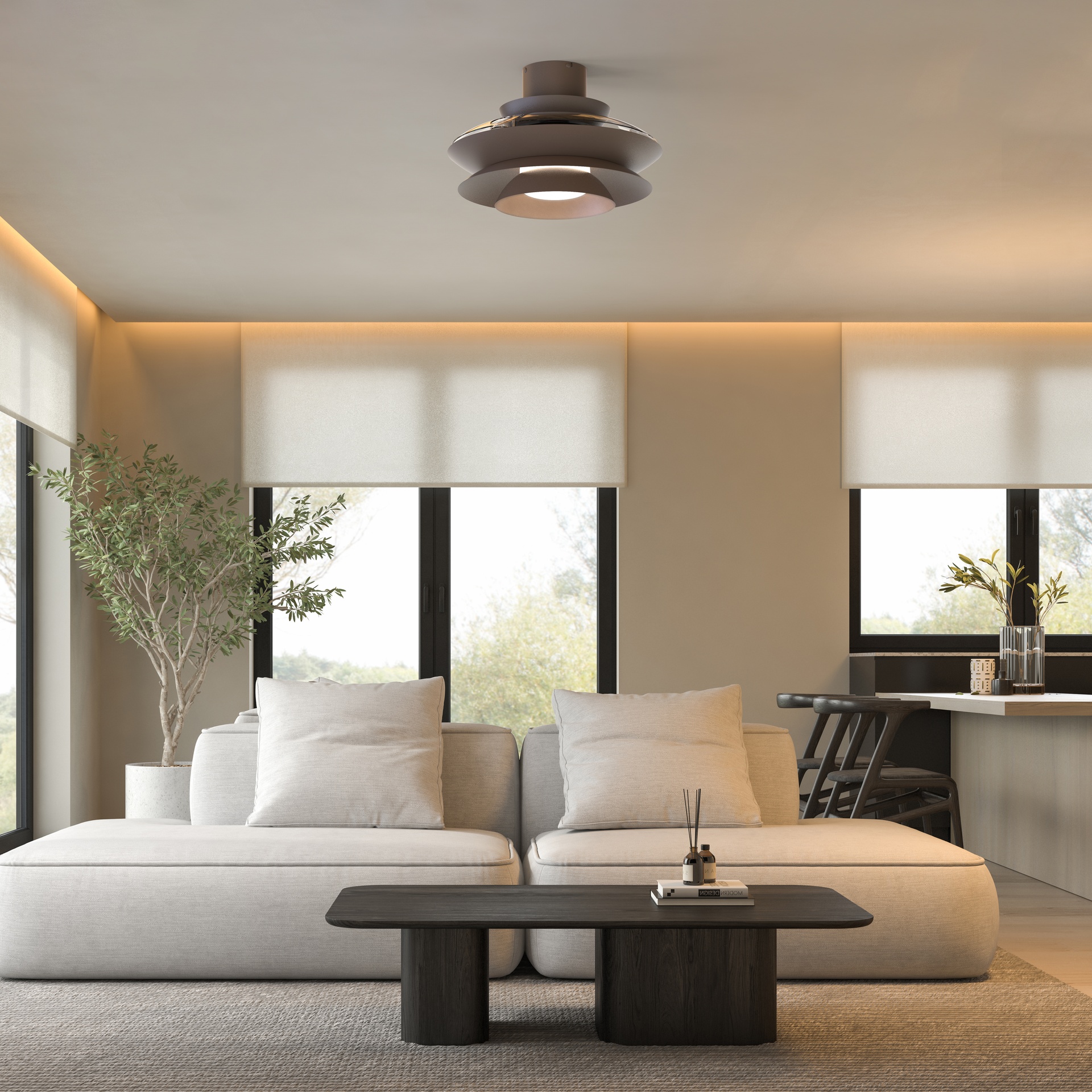 Aconcagua · Ventilador de aspas desplegables con luz · Café