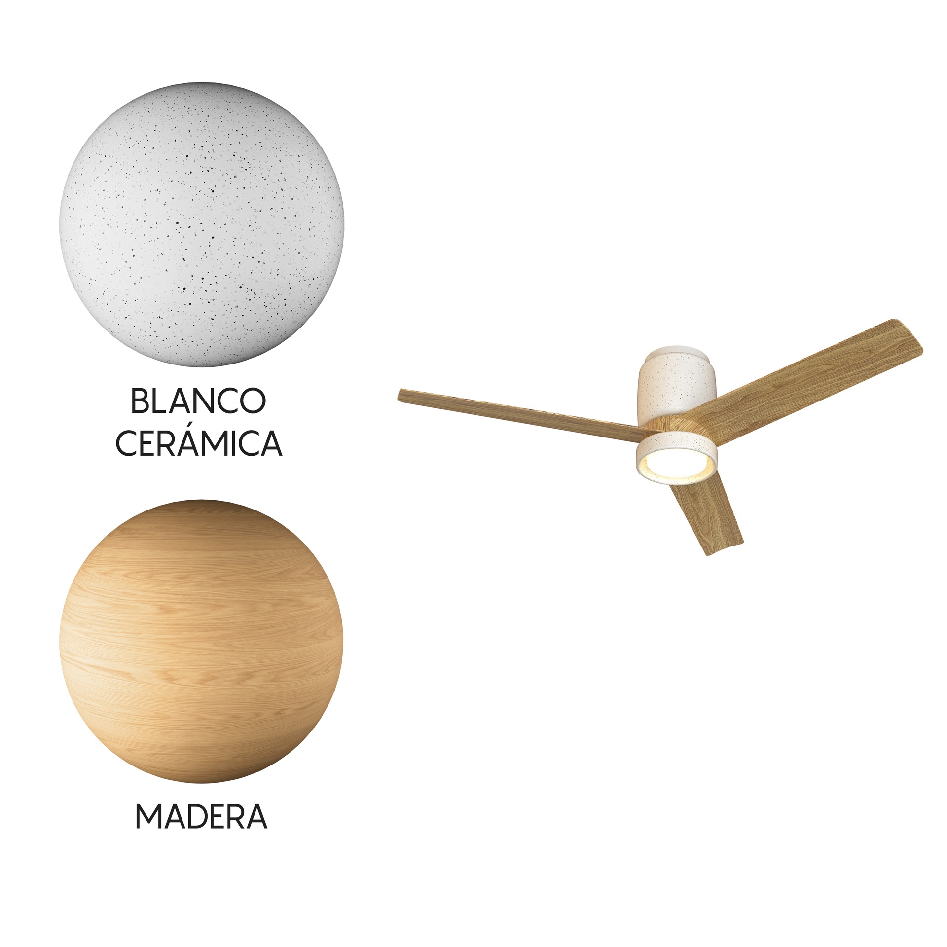 CERAMICA M * CEILING FAN  - White Ceramic+Wood