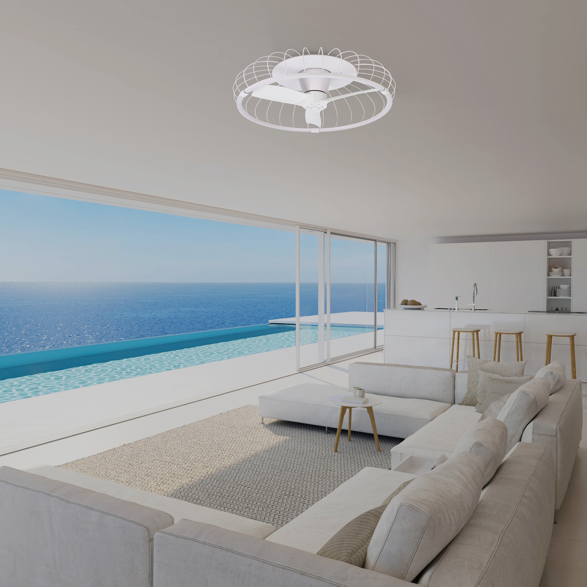 ***DES*** NATURE * VENTILATORE A SOFFITTO LED BIANCO CON TELECOMANDO