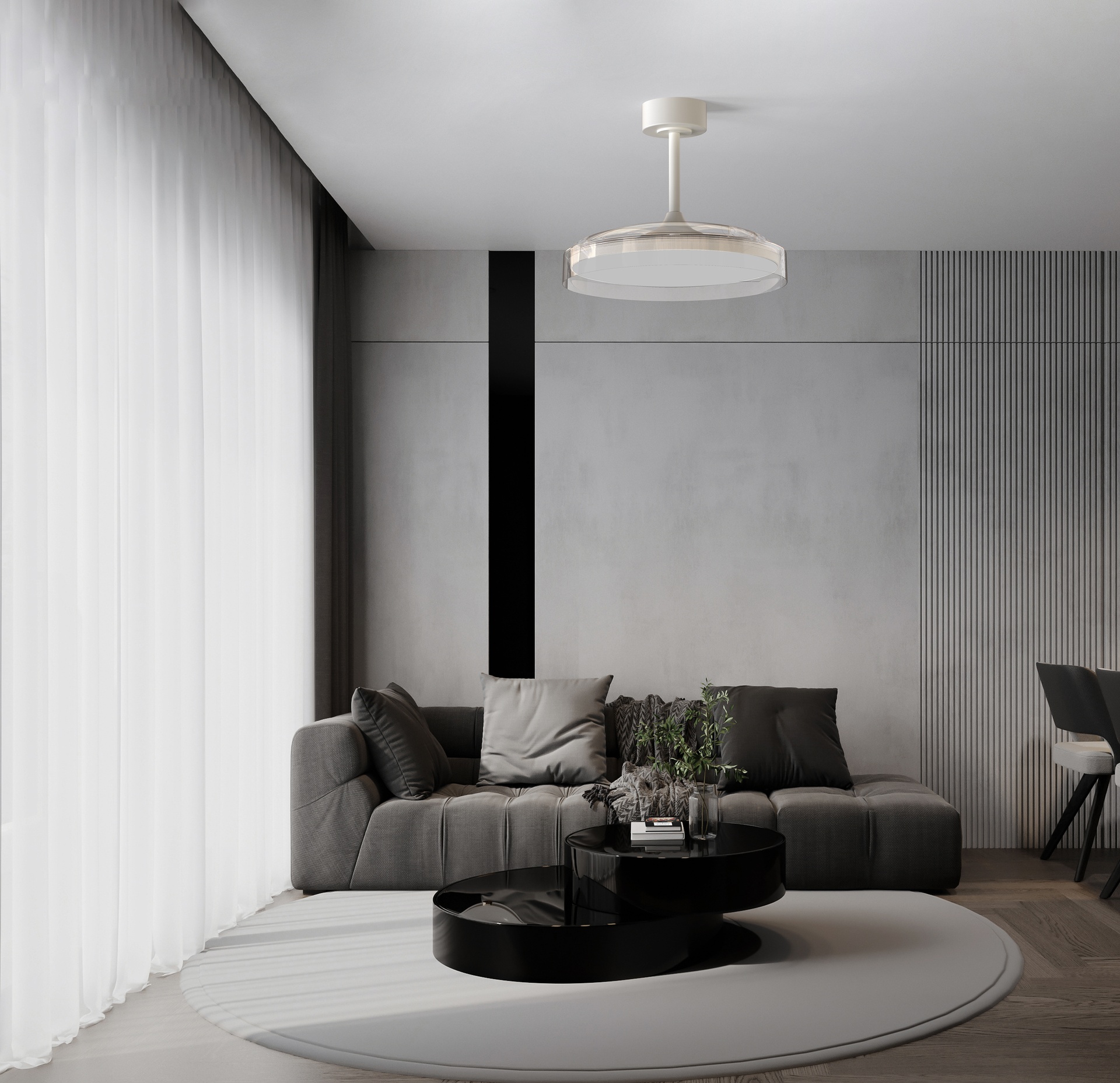***DES*** GLASS FAN * CEILING FAN - 53 cm WHITE-TRANSPARENTE