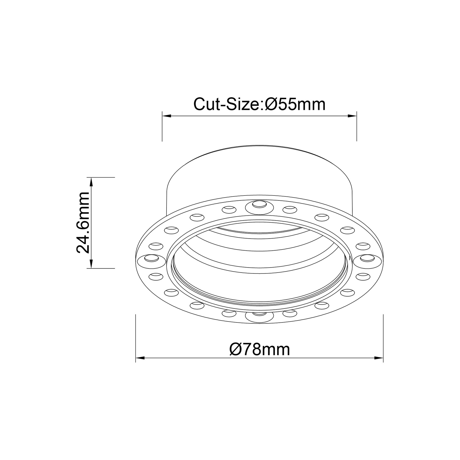 SUNRISE * CORNICE INCASSATA TRIMLESS TONDA NERA  8W