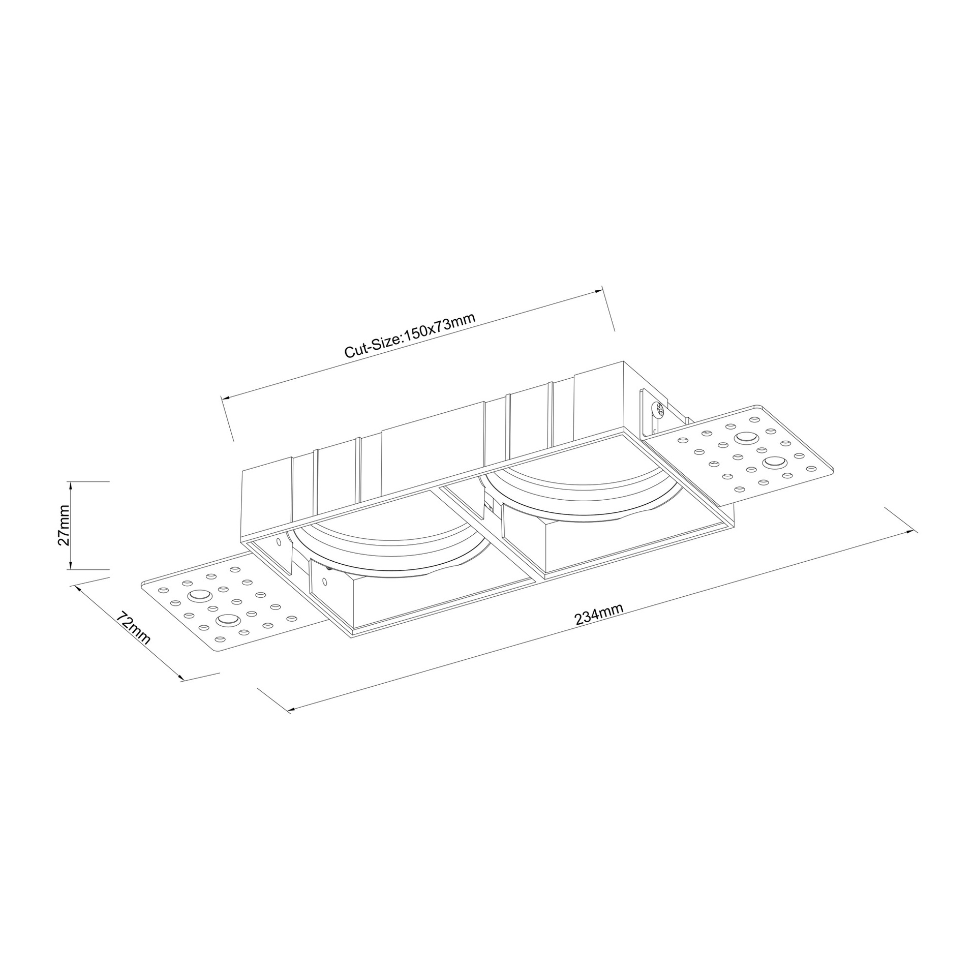 SUNRISE * RECESSED FRAME TRIMLESS  BLACK 14+14W