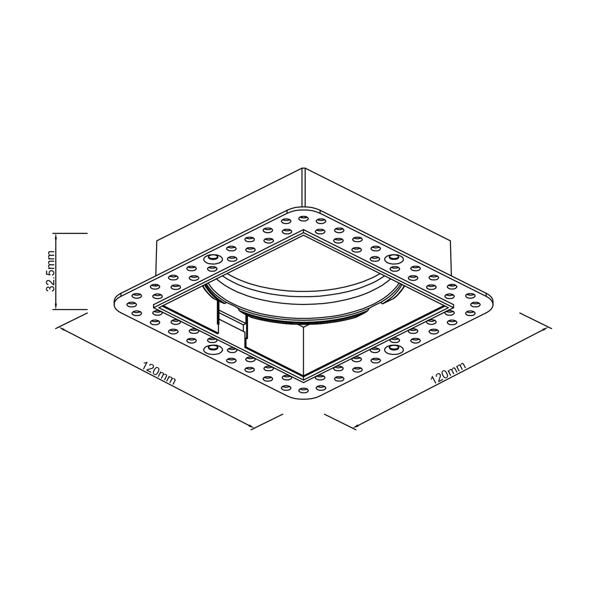 SUNRISE * RECESSED FRAME TRIMLESS SQUARE WHITE 20W