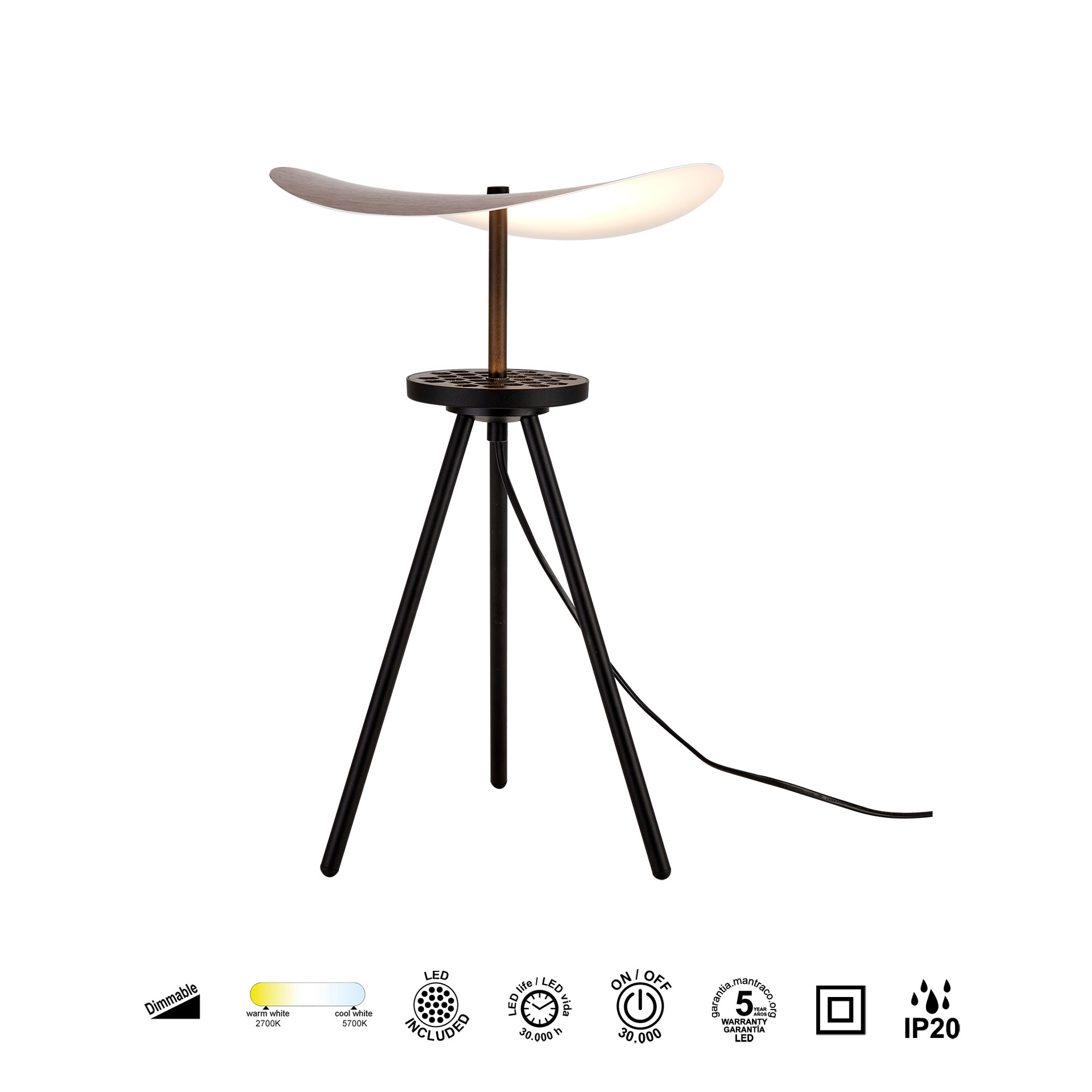 ABISAL * TABLE LAMP LED 12W  - SMALL dark wood CCT 2700-5700K