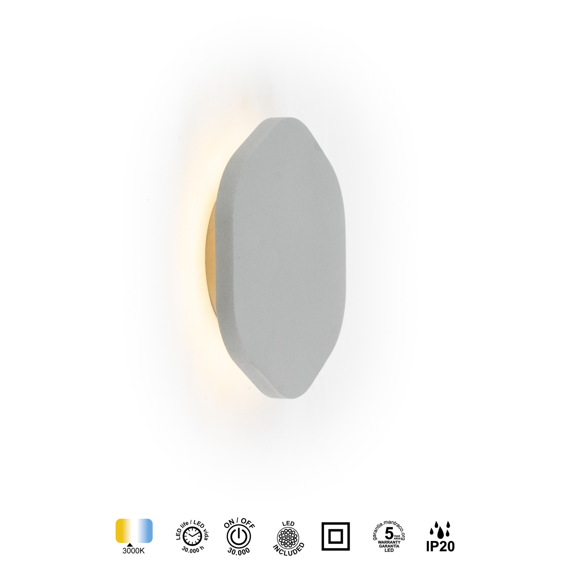 ***OFER/DES*** BORA BORA * LED WALL LAMP HEXAGONAL SILVER - 6W 3000K
