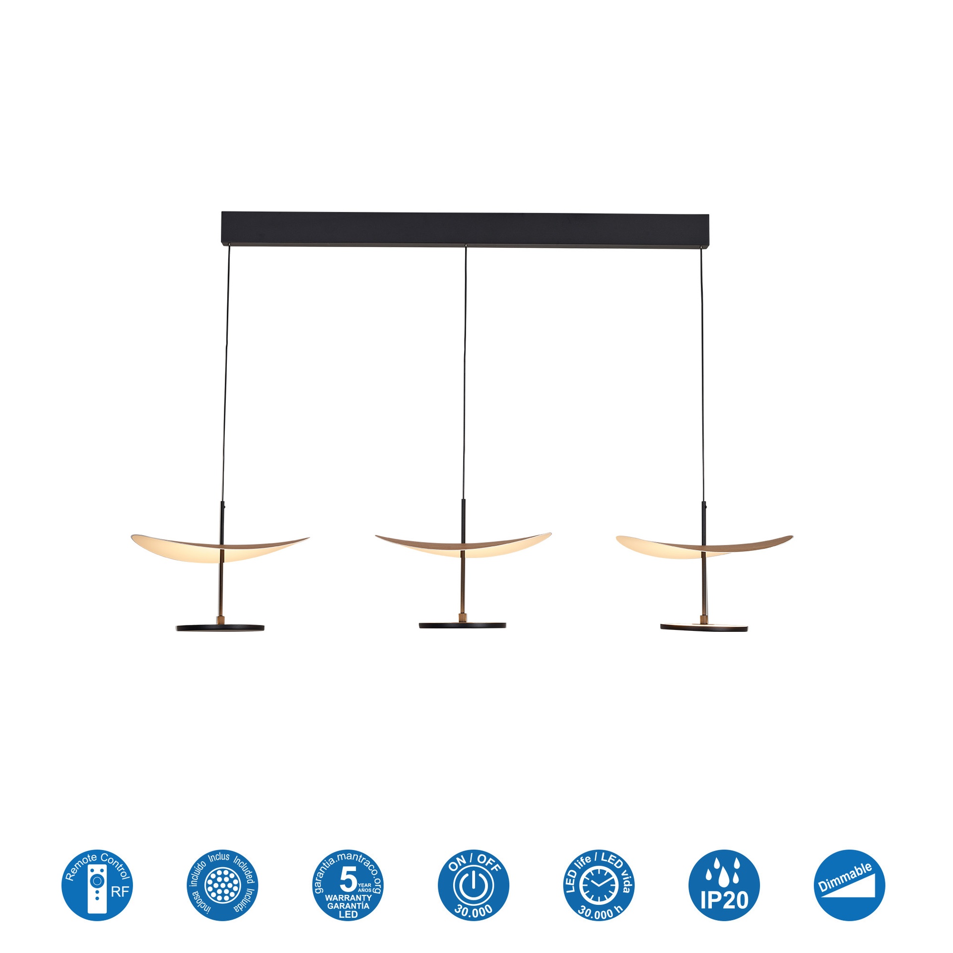 ABISAL * PENDANT LAMP LED 32W LINEA CCT 2700-5700K RF Beech