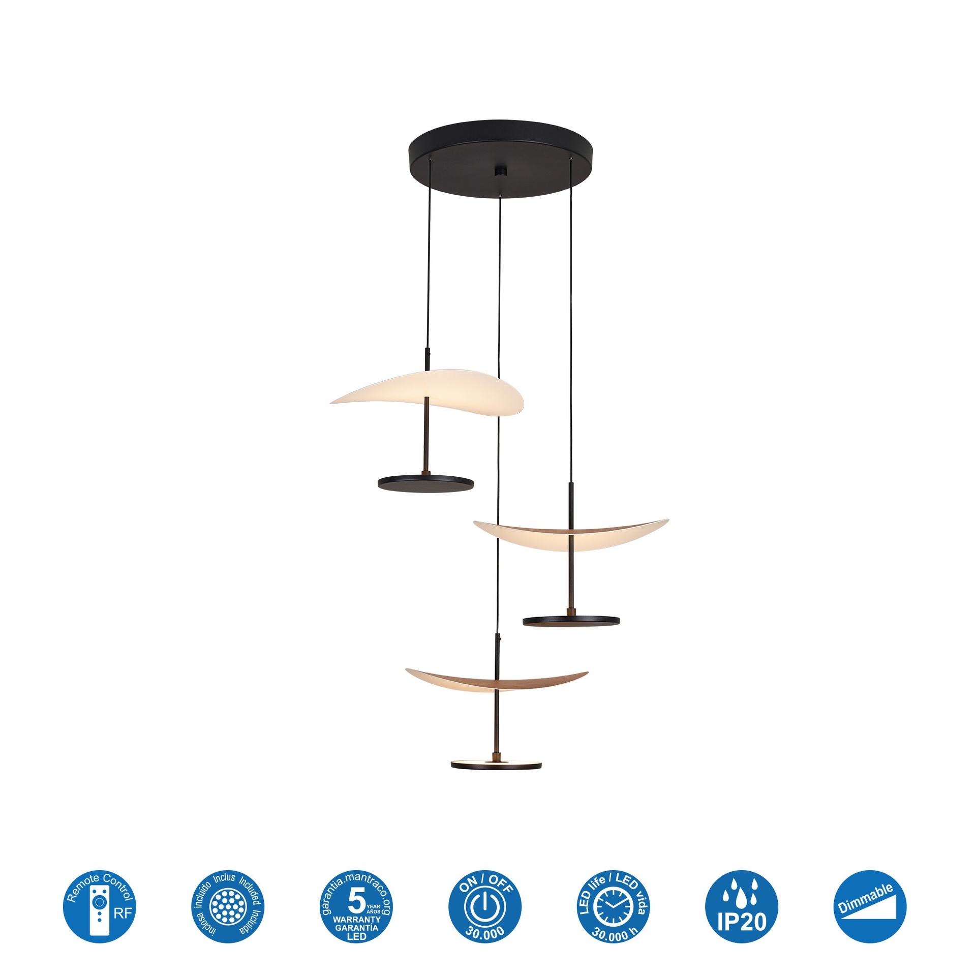 Abisal · Lampade da soffitto · Faggio / Nero