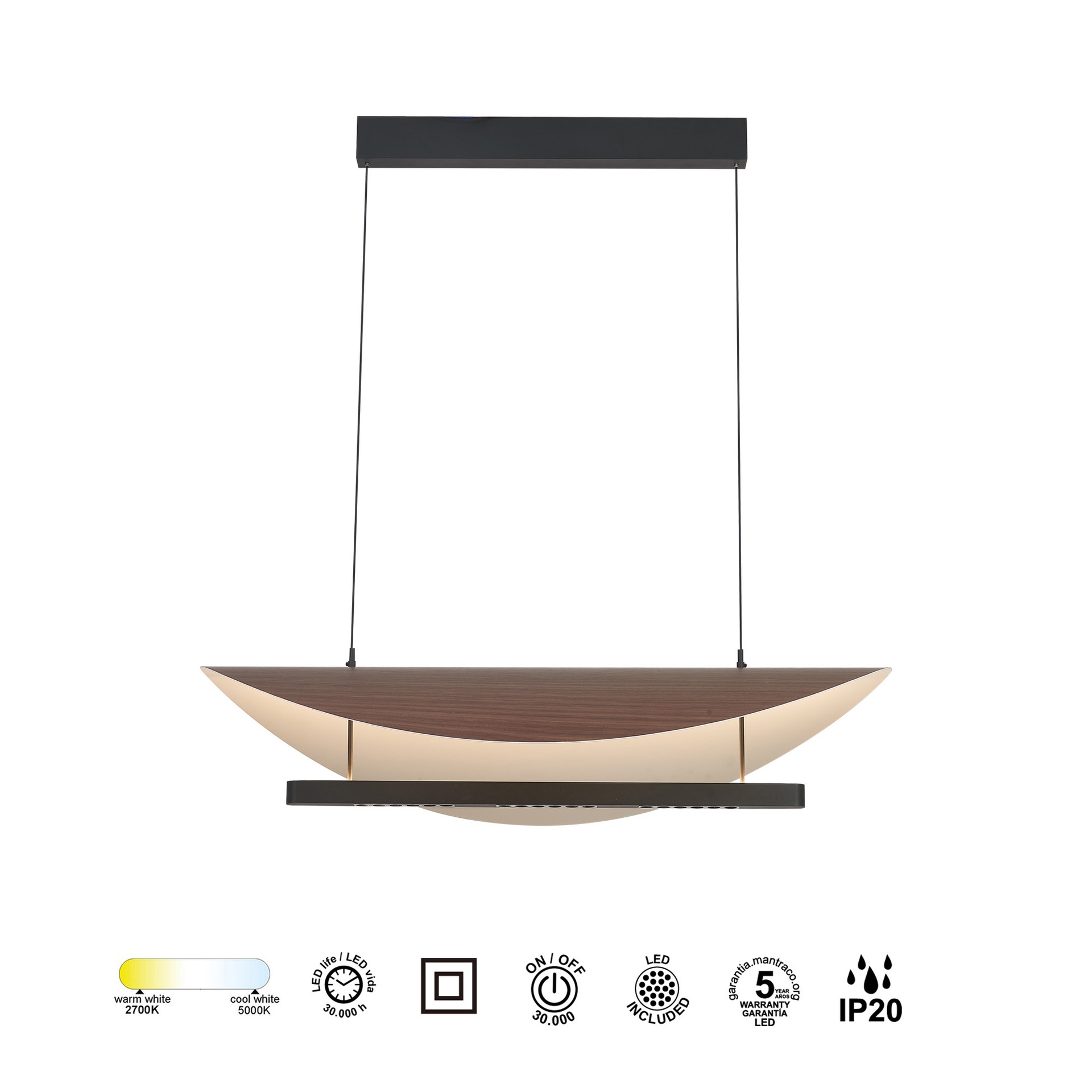 Abisal · Lampade da soffitto · Noce / Nero