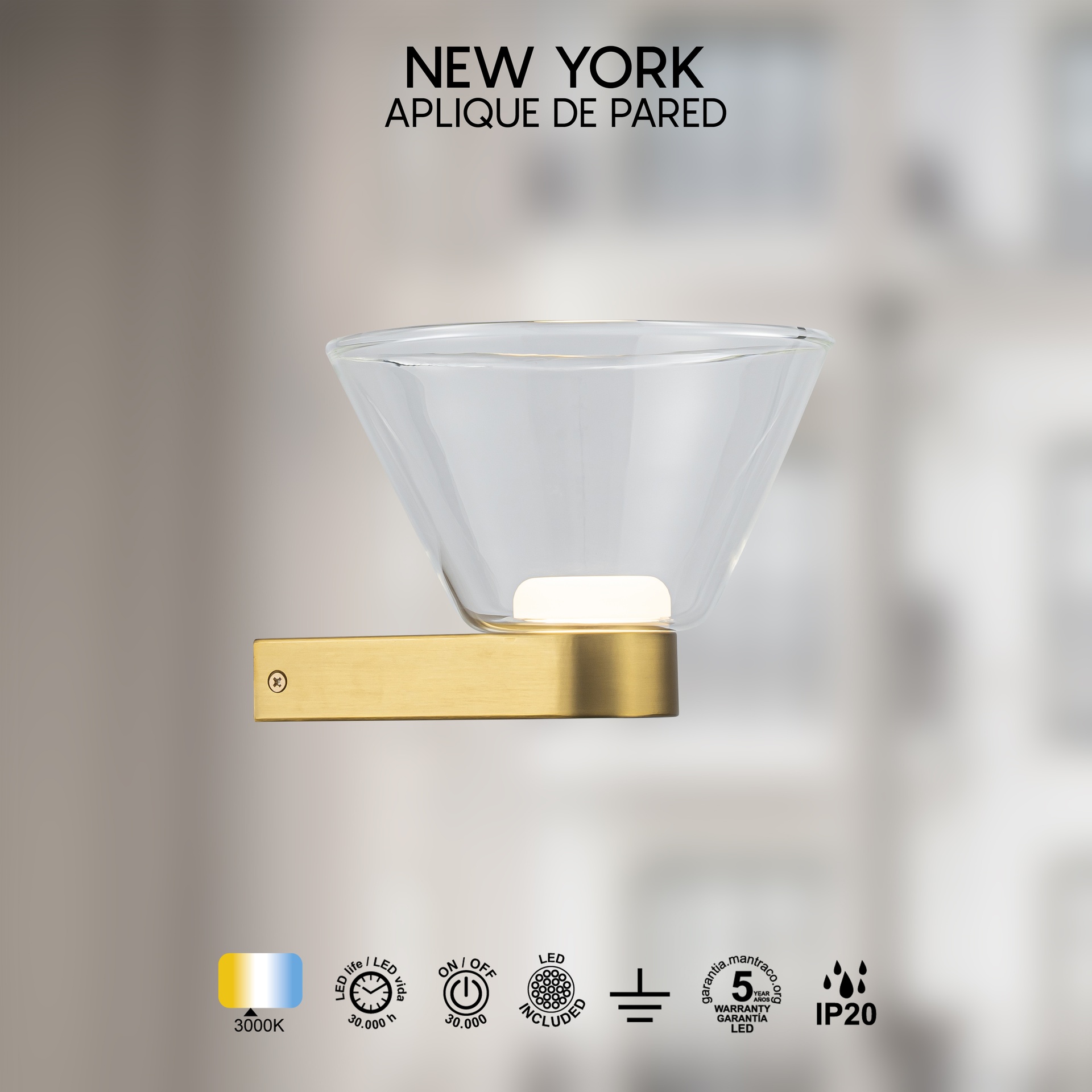 New York · Luminaires muraux · Or