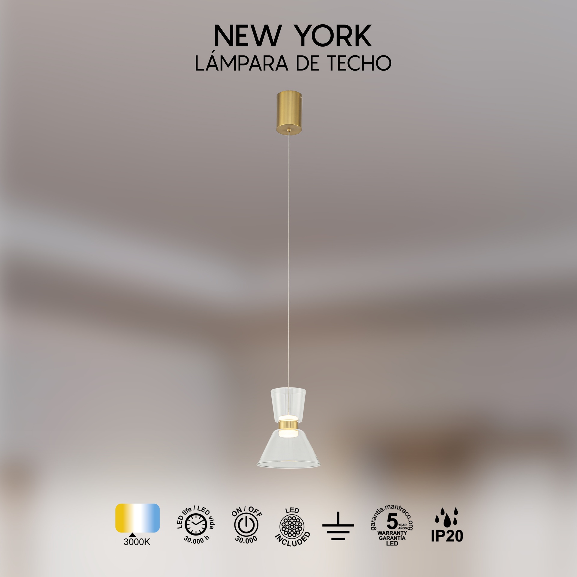 NEW YORK * LED Pendant LED 3000K  6W
