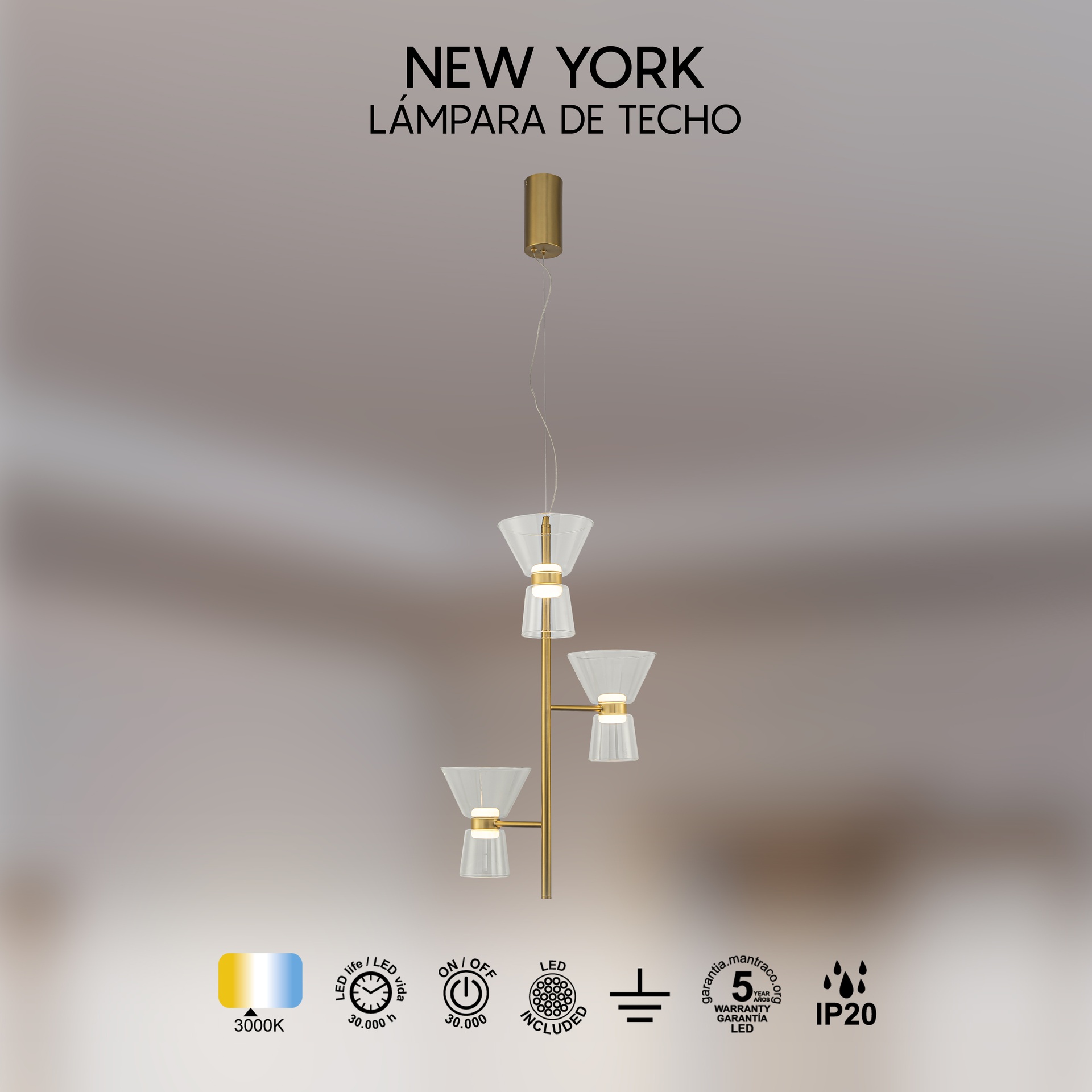 NEW YORK * LED Pendant LED 3000K  18W