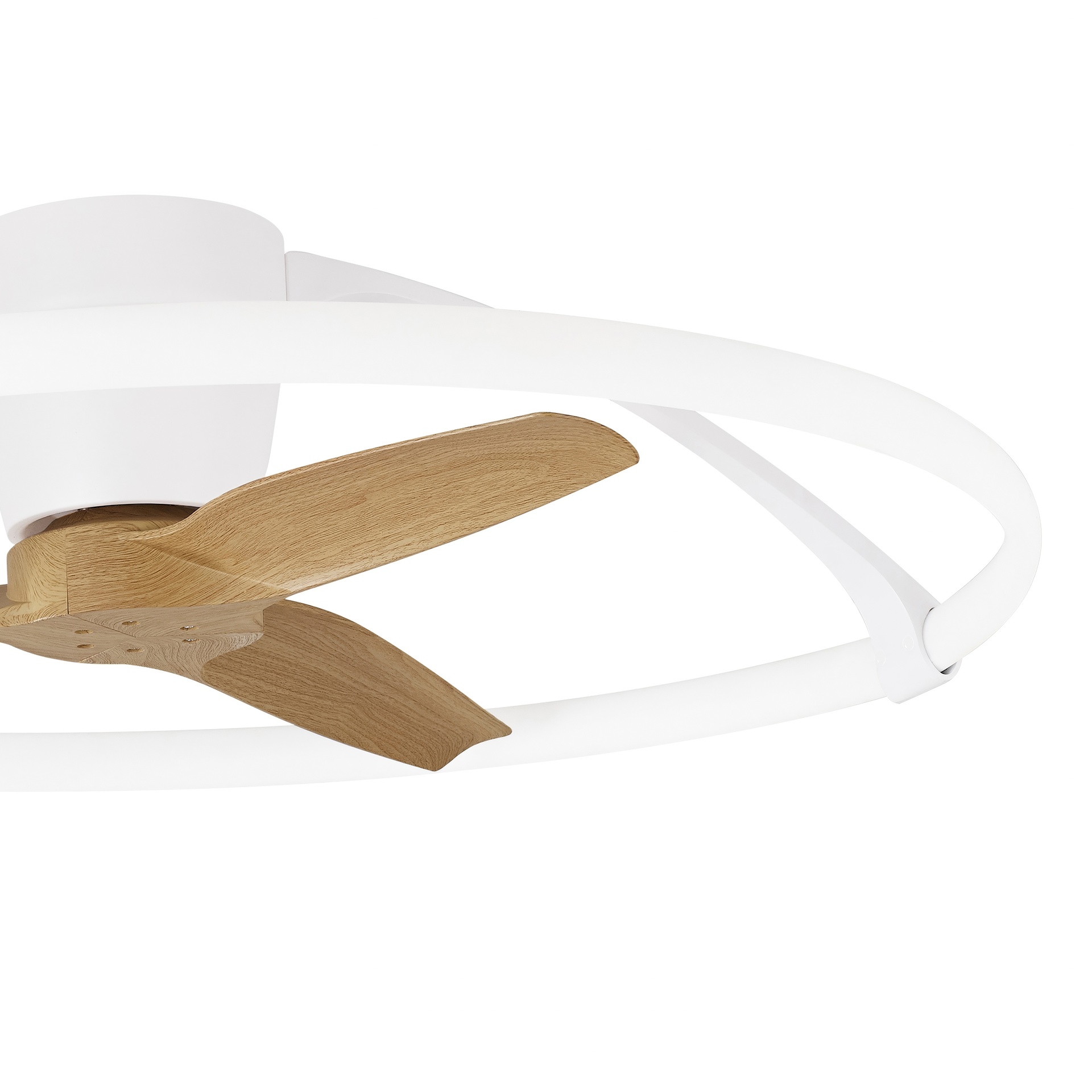 Nepal · Ventilador de aspas con luz · Blanco / Madera