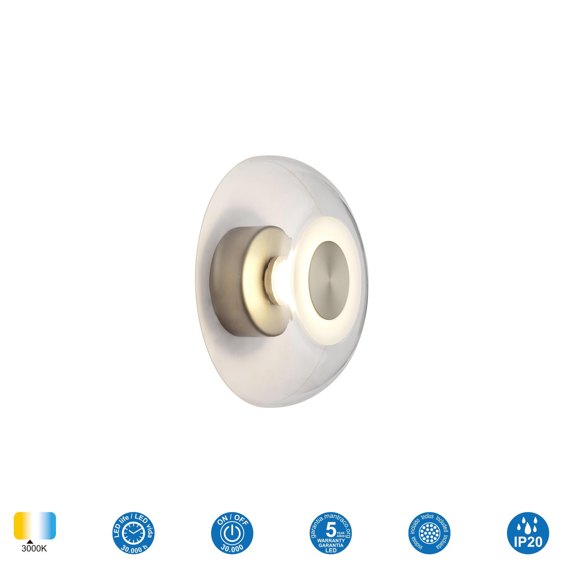 MAGMA * Applique LED 5W Trasparente/Nichel satinato