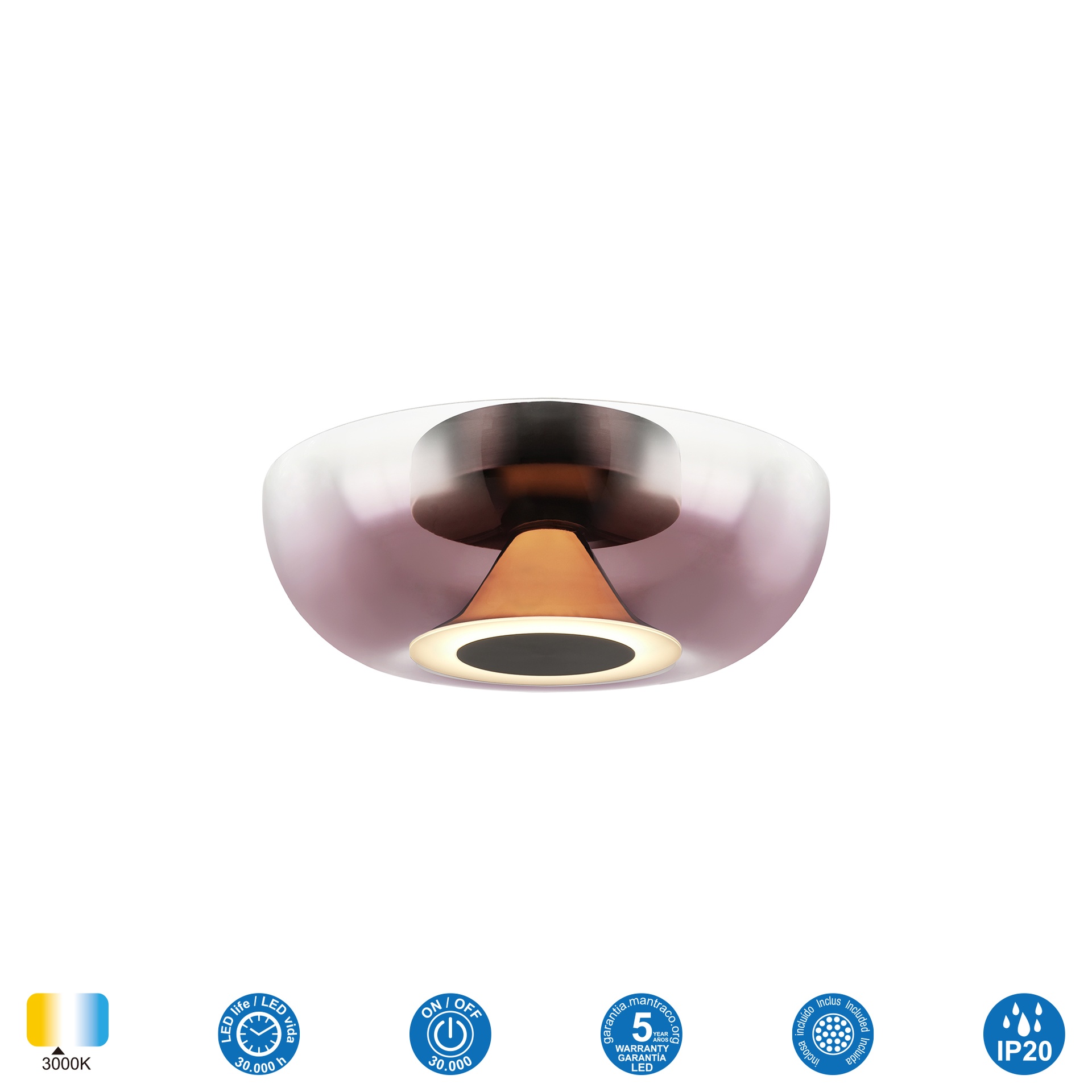 MAGMA * Plafonnier LED 9W Pourpre/Marron café