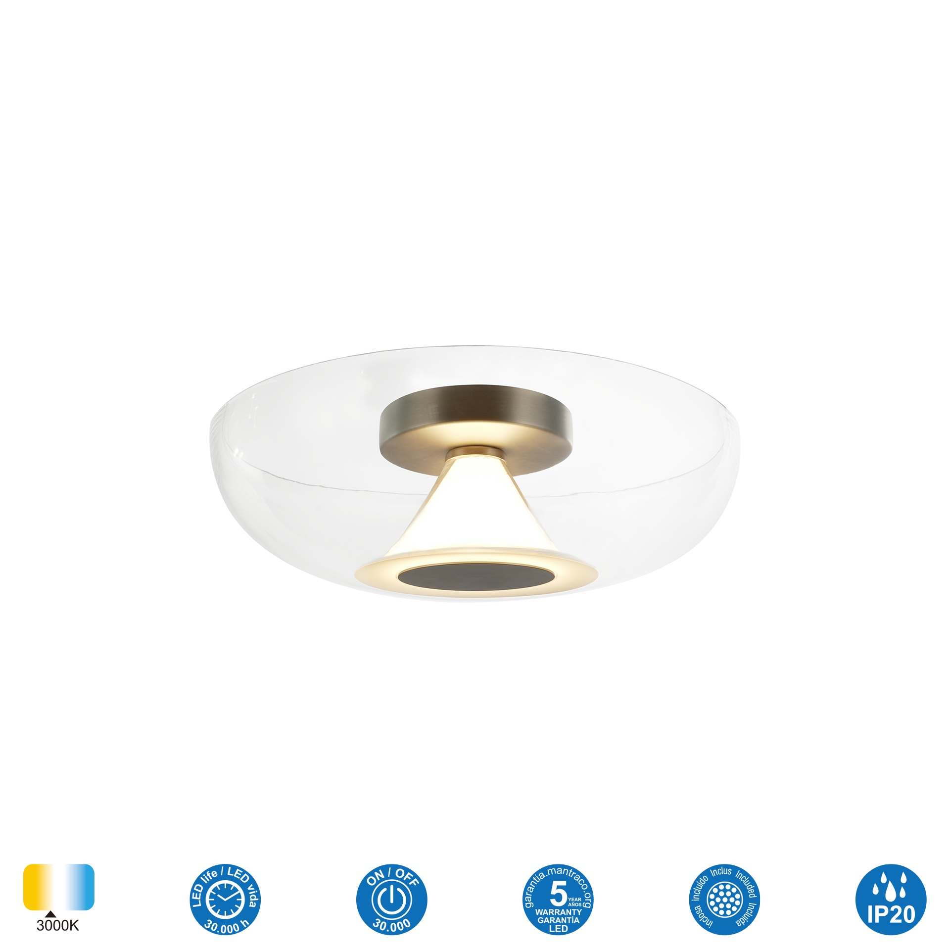 MAGMA * Ceiling Lamp LED 13W Clear/Satin Nickel 