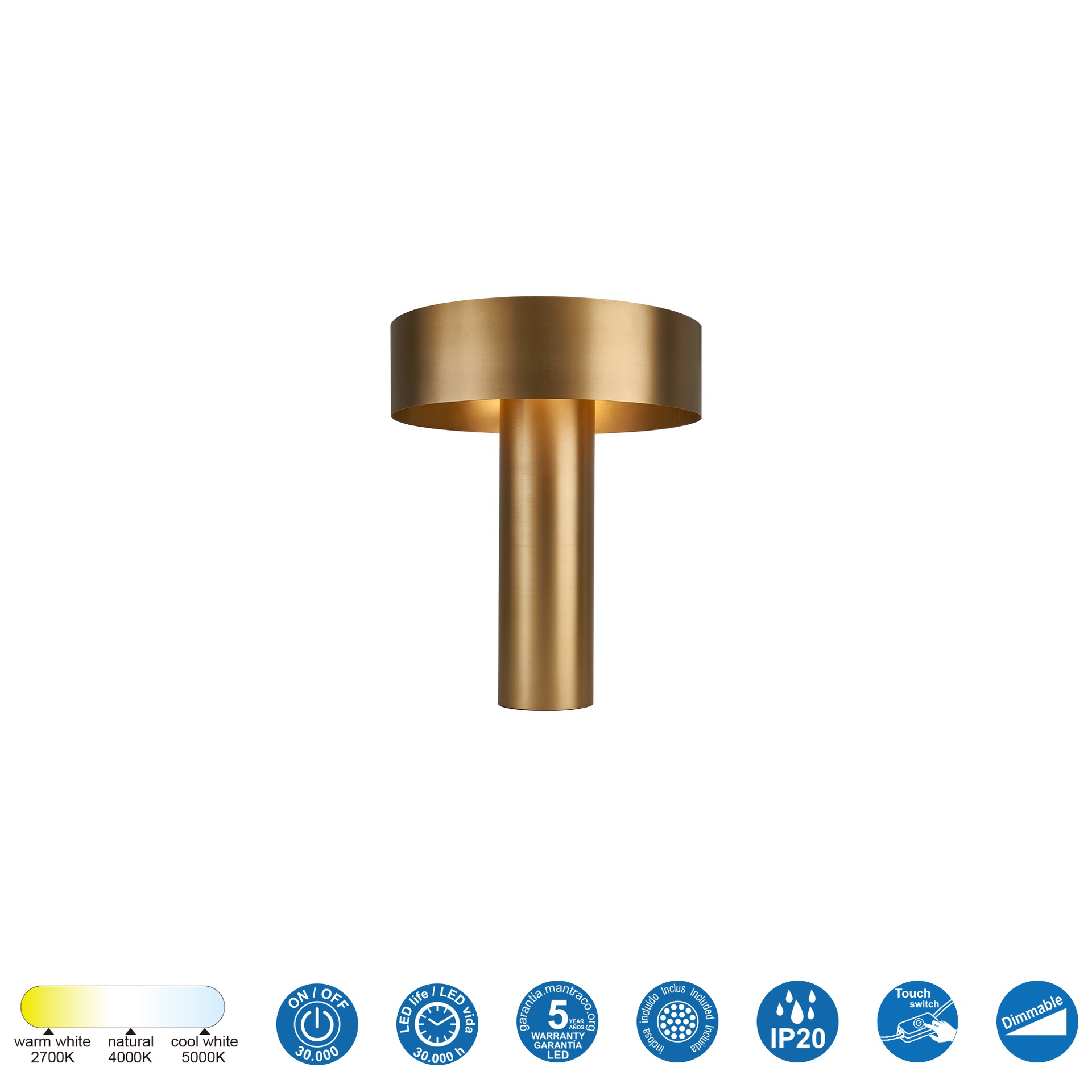 DORICA * TABLE LAMP LED 20W CCT 2700-5000K - SATIL GOLD