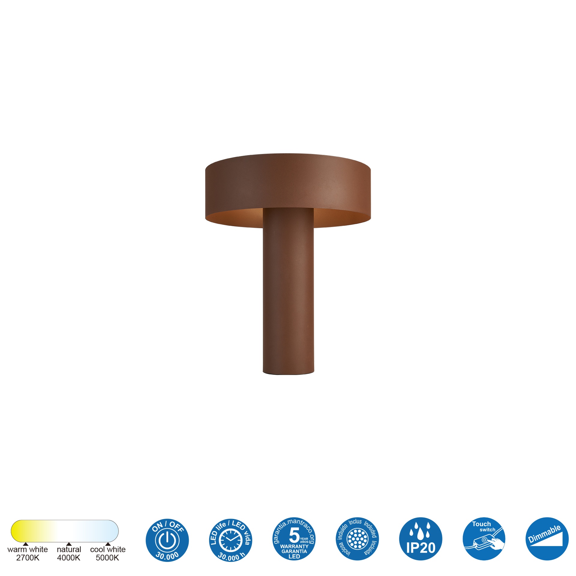 Dórica · Lampes à poser · Marron Peint