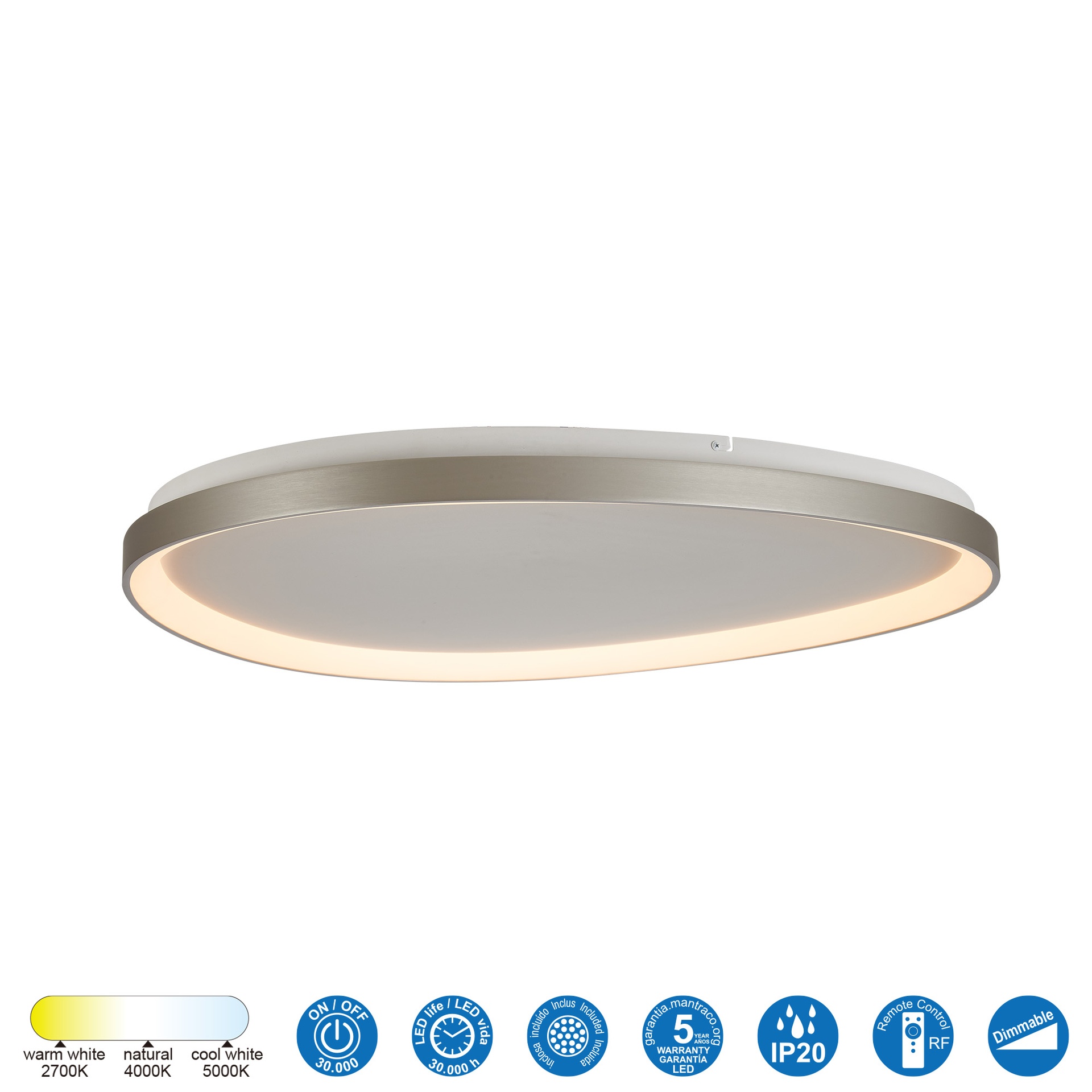 KIRORO * Ceiling Lamp LED 58W Sliver CCT 2700K-5000K TRIANGLE