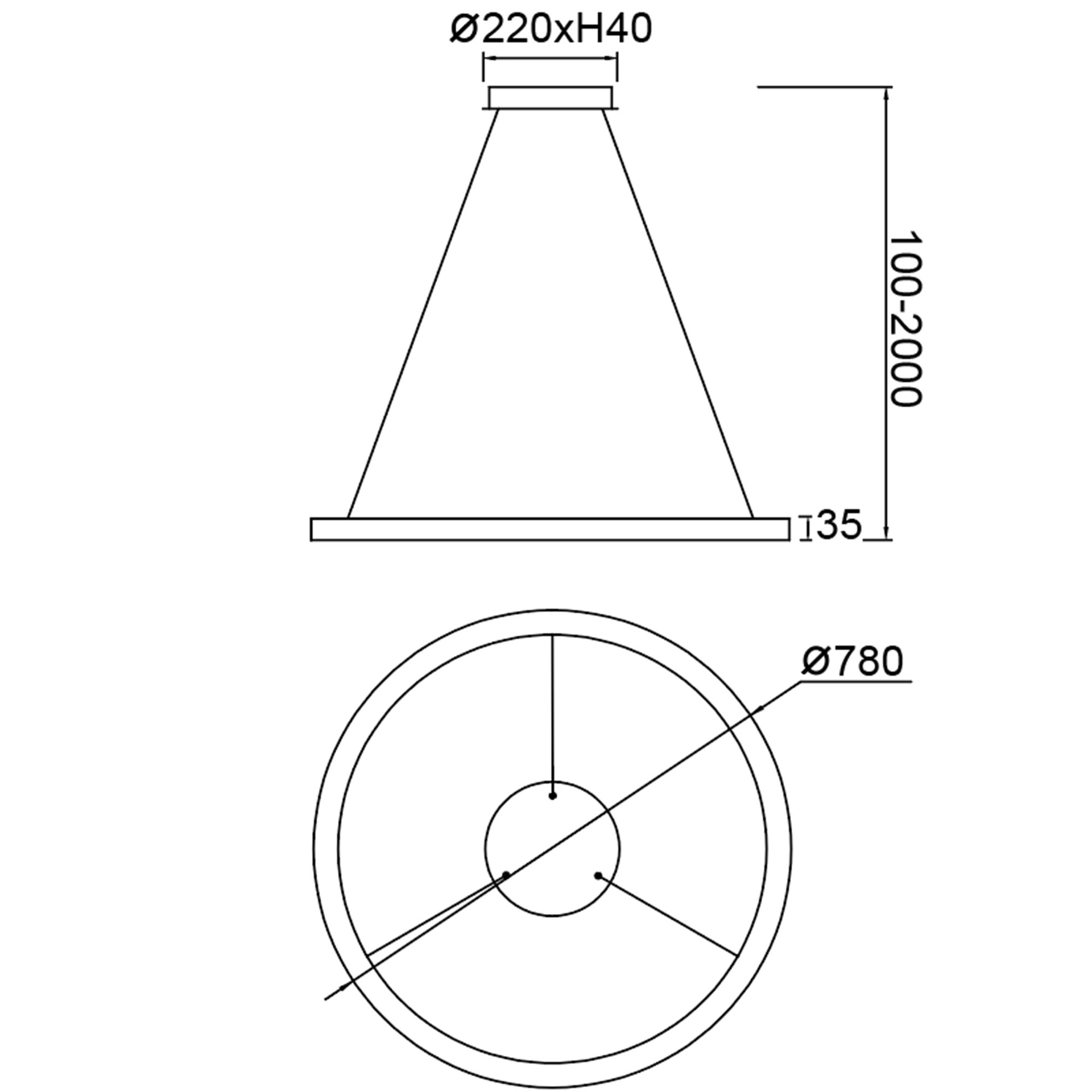 KIRORO * Pendant Lamp LED 58W Champagne CCT 2700K-5000K