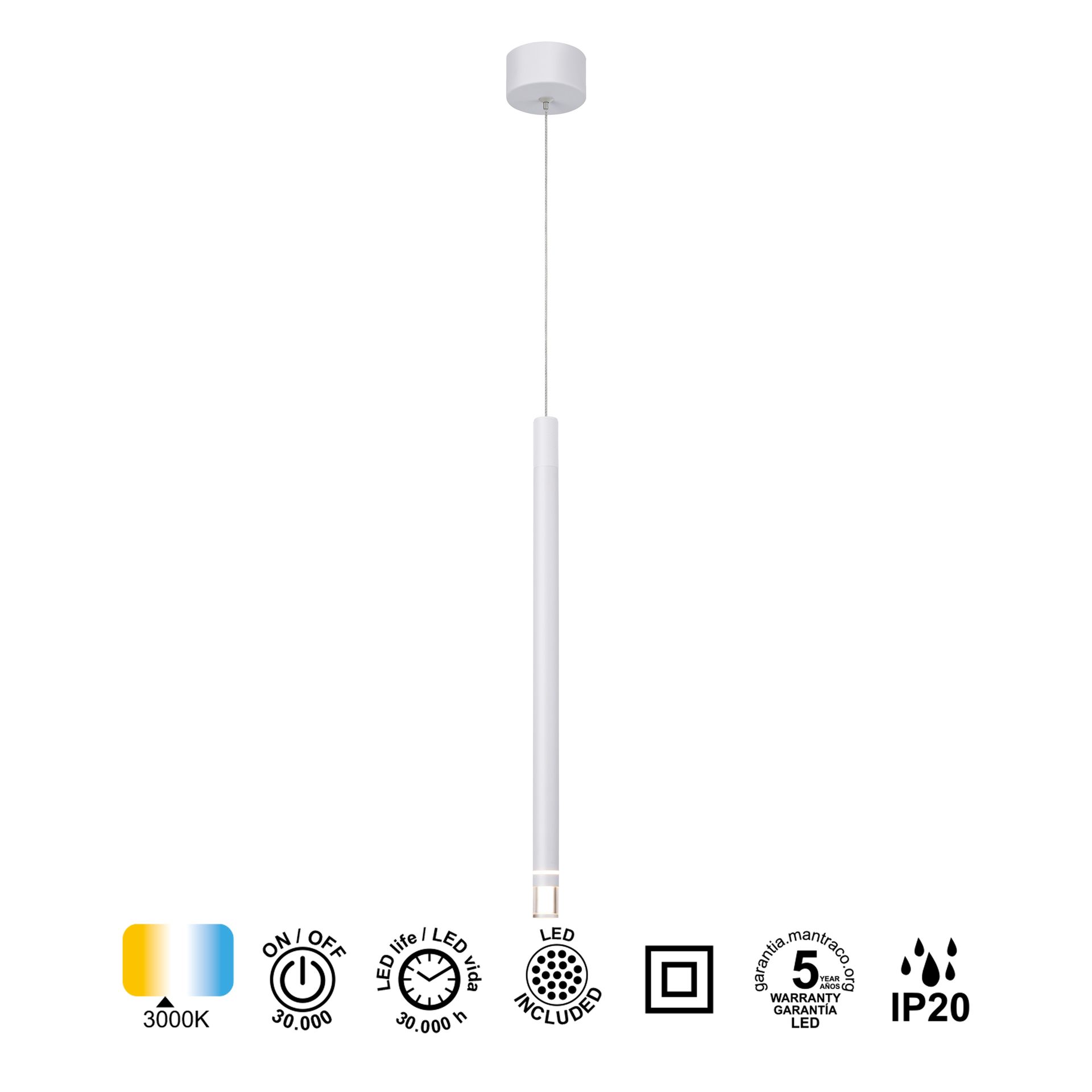 MOANA * LED PENDANT 1L 7W - WHITE Sand
