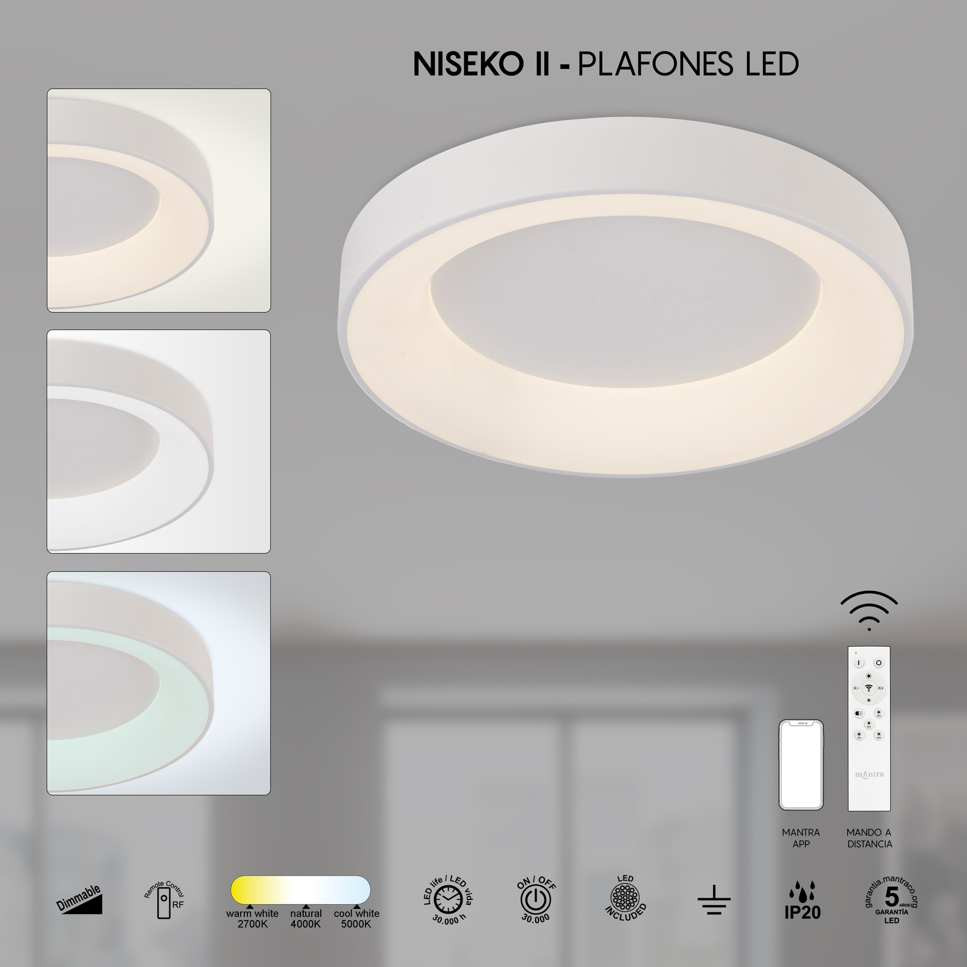 NISEKO II * PLAFONIERA LED 45W D.50CM  BIANCO