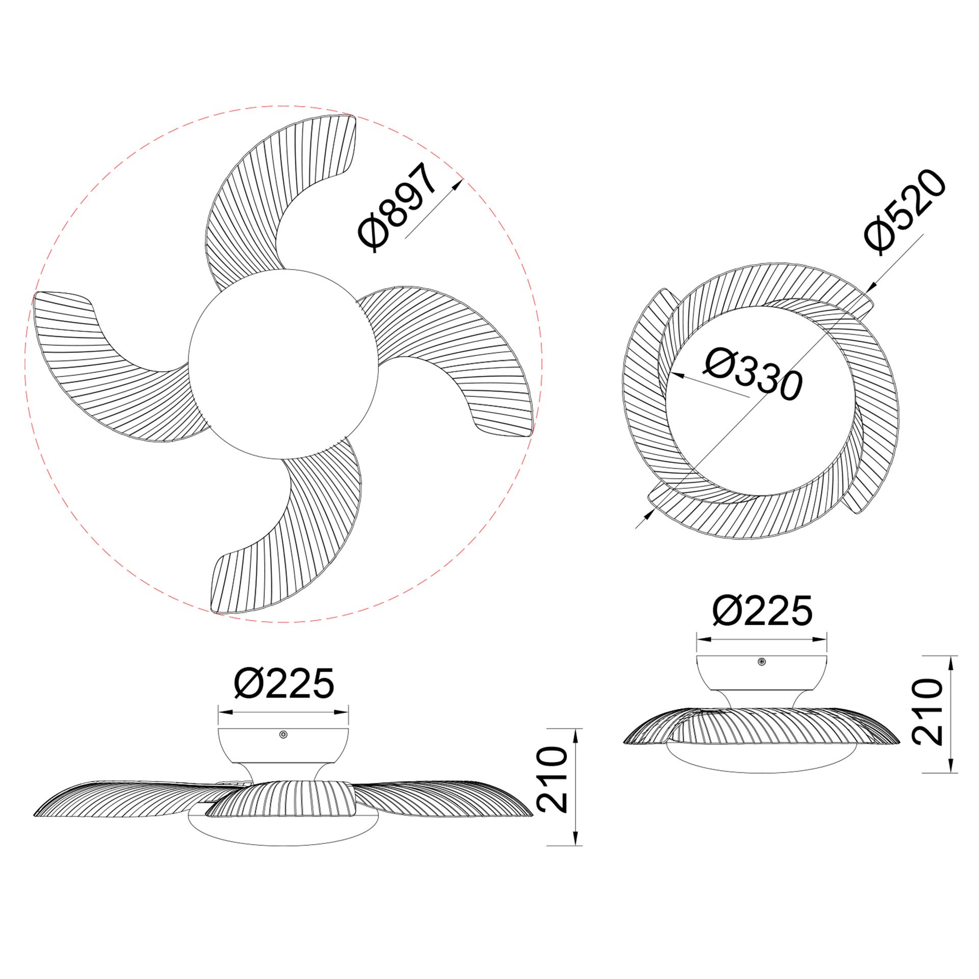 Aloha · Ventilador de aspas desplegables con luz · Blanco
