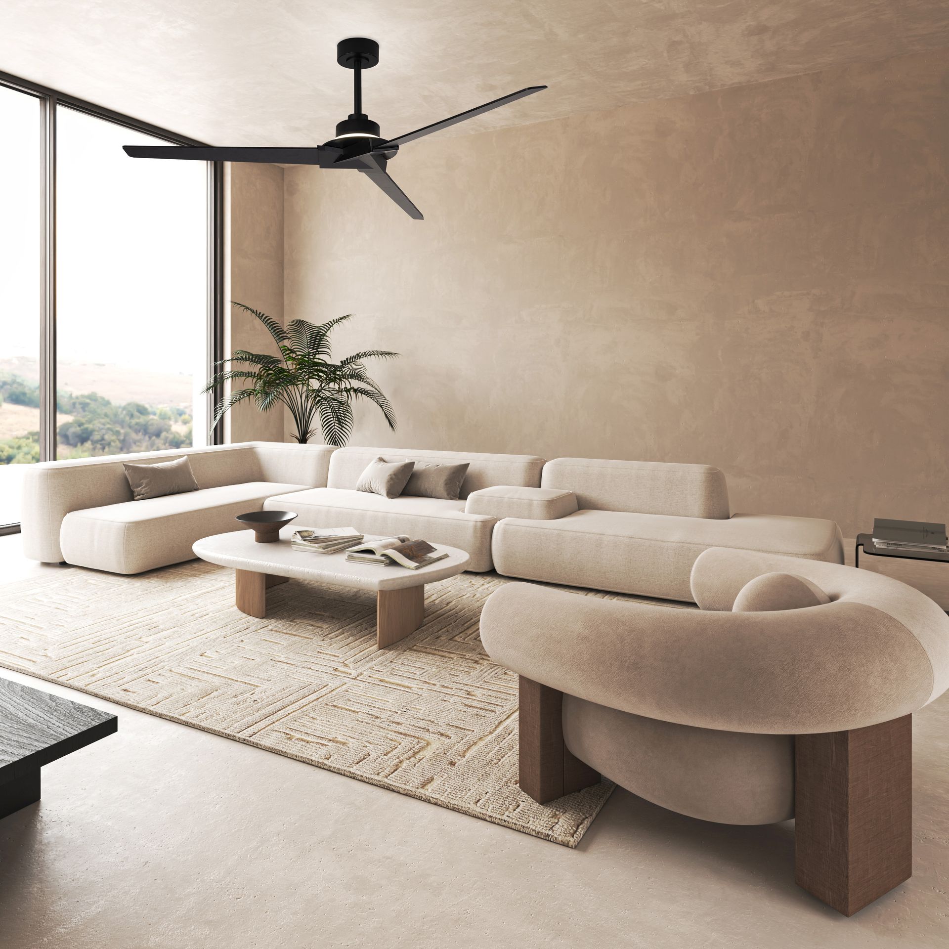 Brisa Mini · Ventilateur de plafond avec éclairage · Noir / Bois