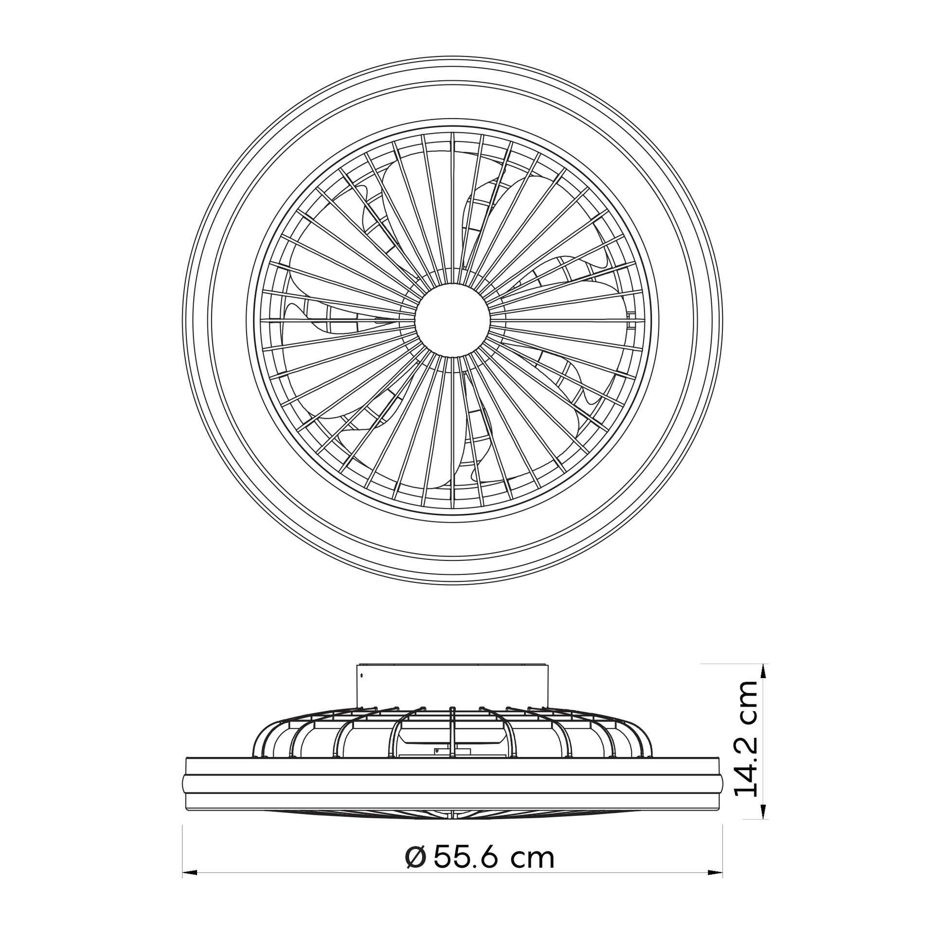 Gamer Big · Plafonnier-ventilateur à pales intégrées · Noir
