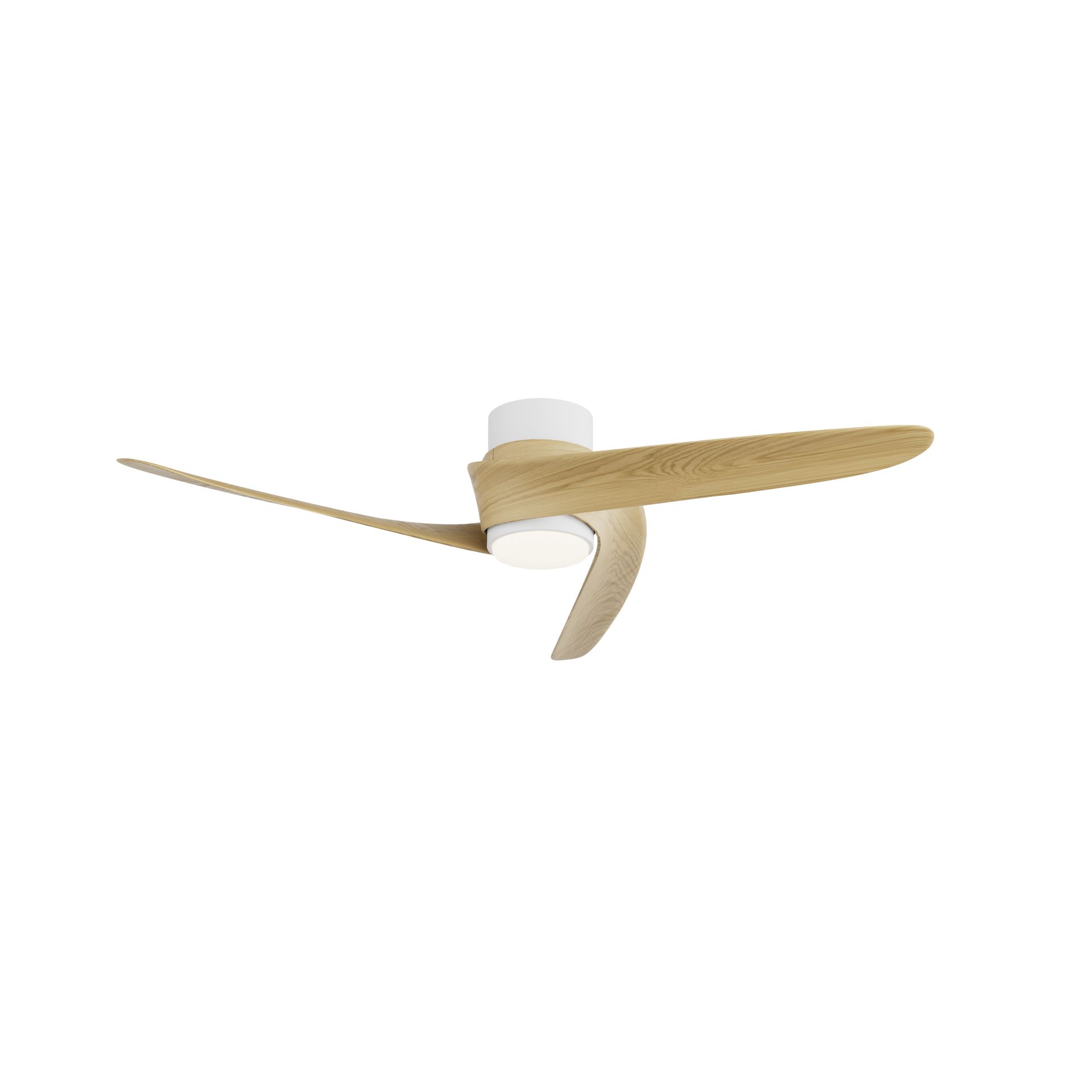 Groenland S · Ventilador de aspas con luz · Blanco / Madera
