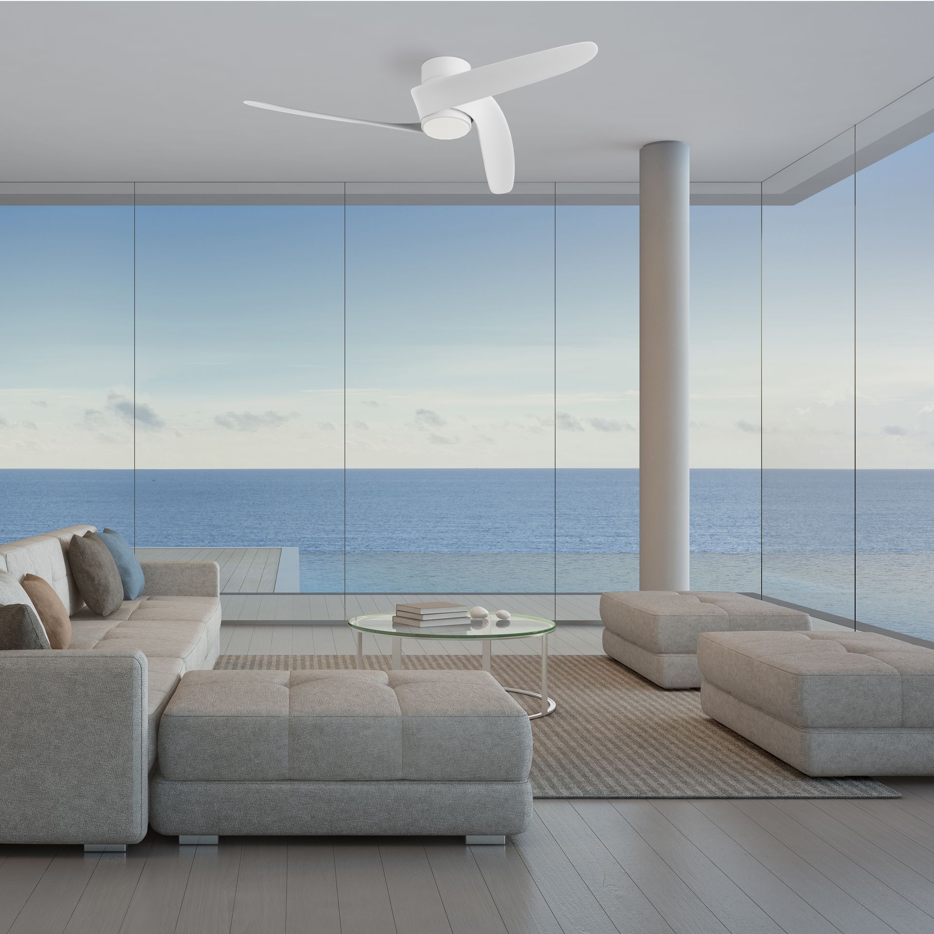 Groenland S · Ventilador de aspas con luz · Blanco