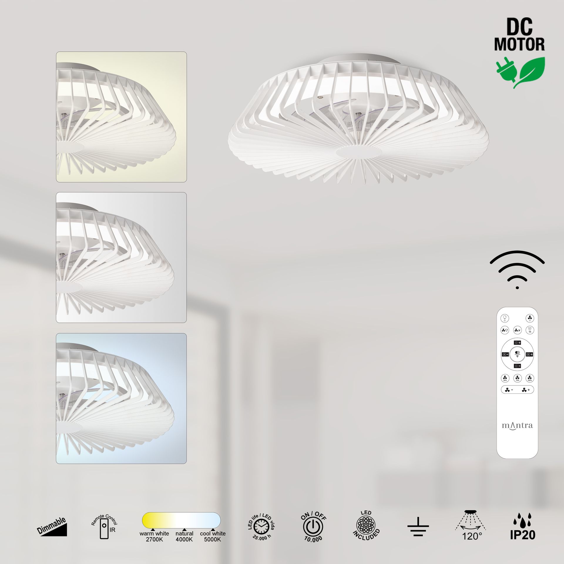 HIMALAYA MINI * VENTILATORE BIANCO CON TELECOMANDO