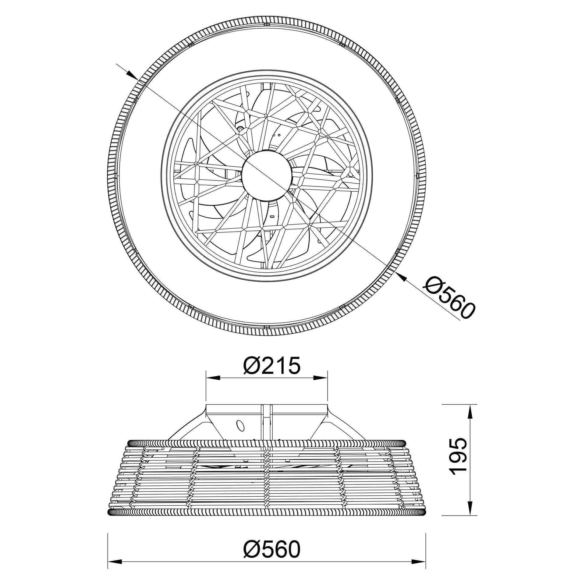 Indonesia Mini · Plafón-ventilador de aspas ocultas con luz · Roja