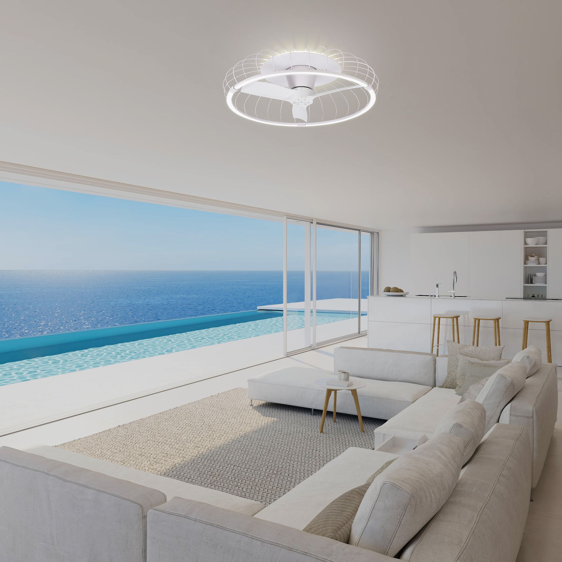 ***DES*** NATURE * VENTILATORE A SOFFITTO LED BIANCO CON TELECOMANDO