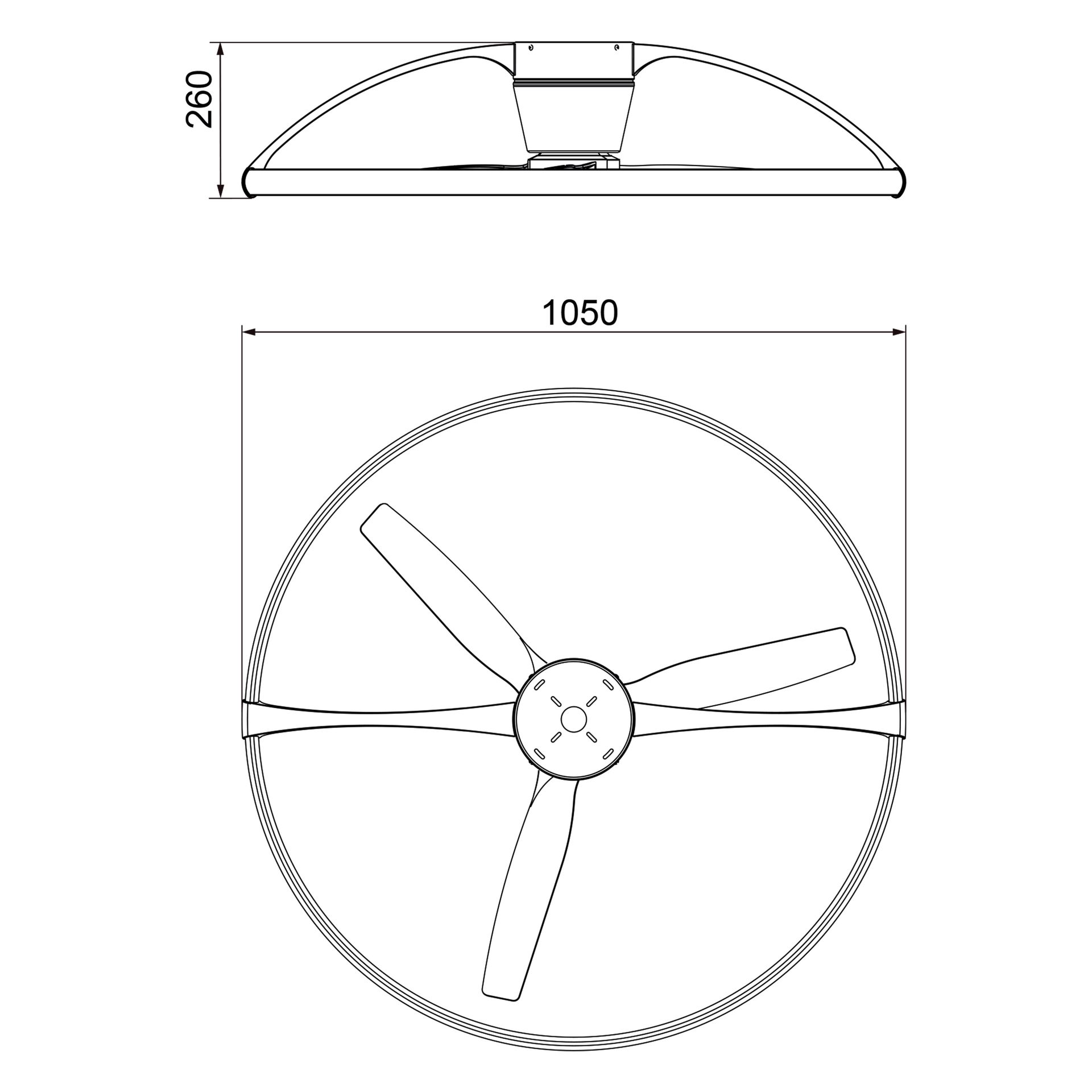 Nepal · Ventilador de aspas con luz · Plata / Nogal