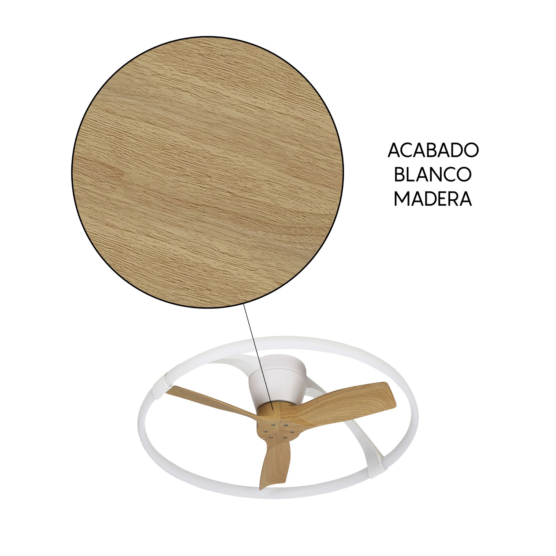 Nepal Mini · Ventilateur de plafond avec éclairage · Blanc / Bois