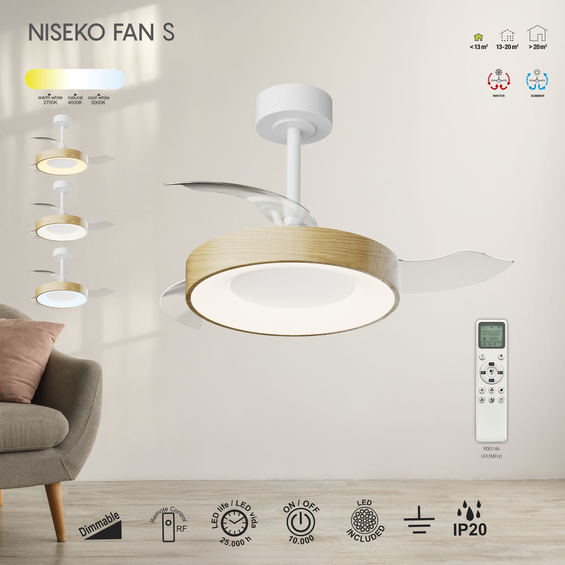 ***DES*** NISEKO FAN S* CEILING / FAN MINI - WOOD ****L****