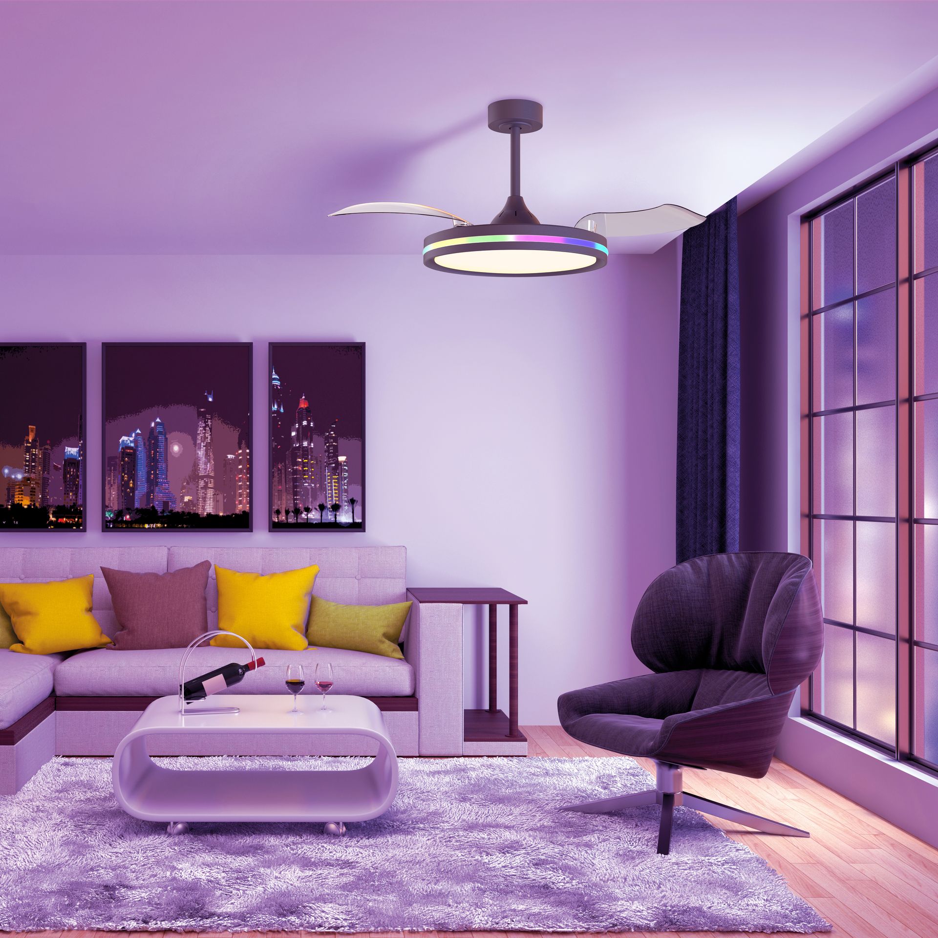 RAFAGA * Ventilateur LED noir 50W-3000K-6500K 