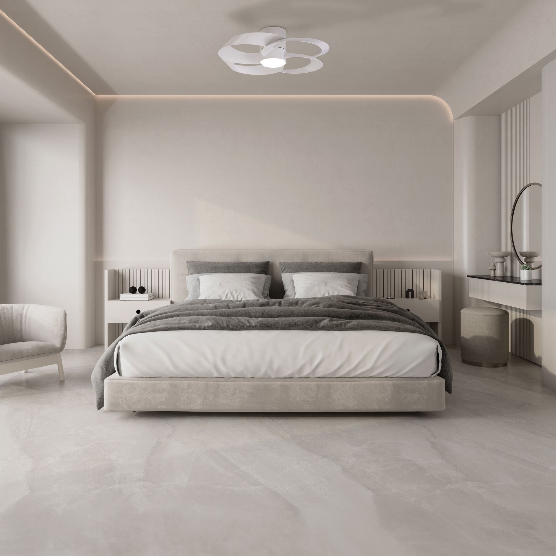 Rose · Ventilador de aspas con luz · Blanco