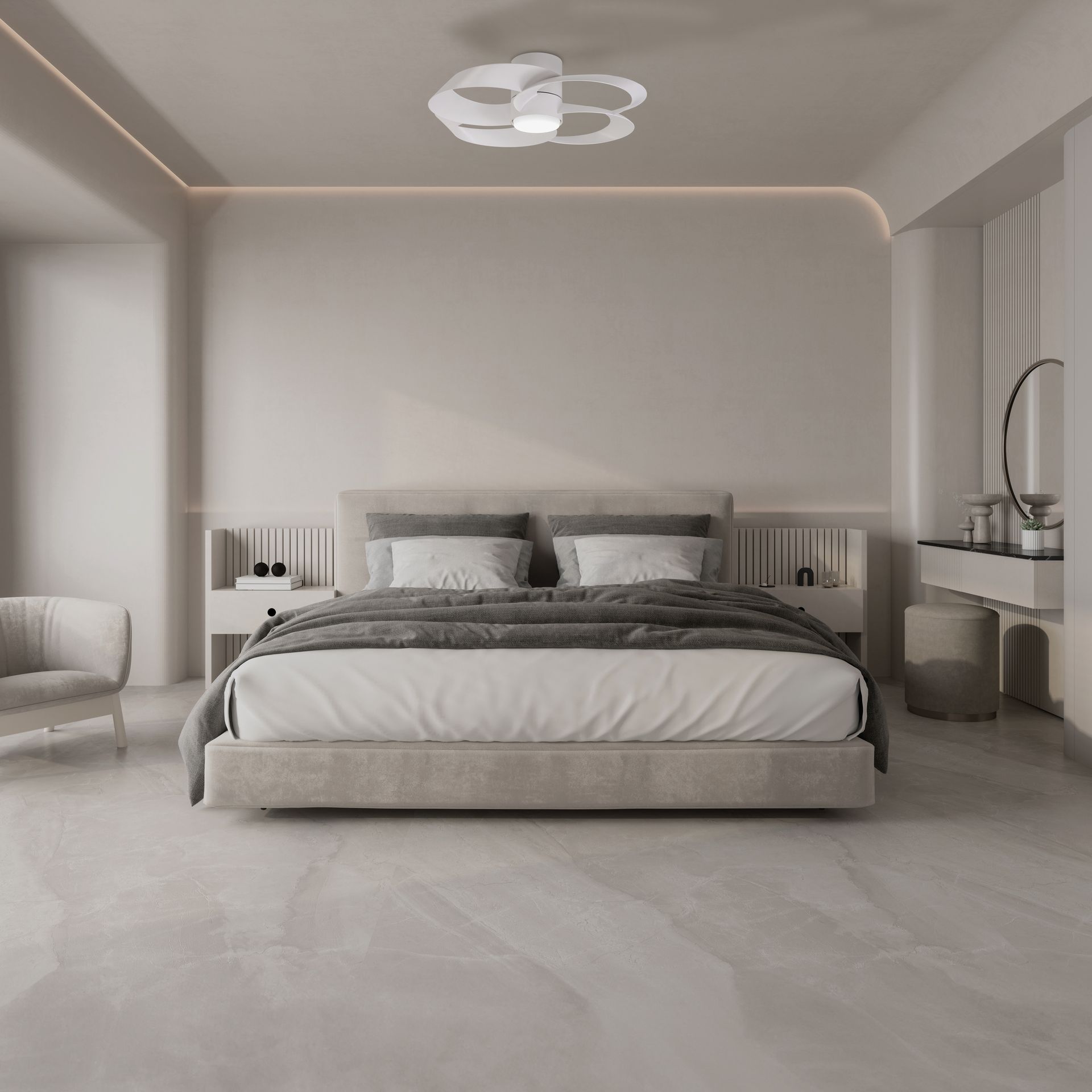Rose · Ventilador de aspas con luz · Blanco