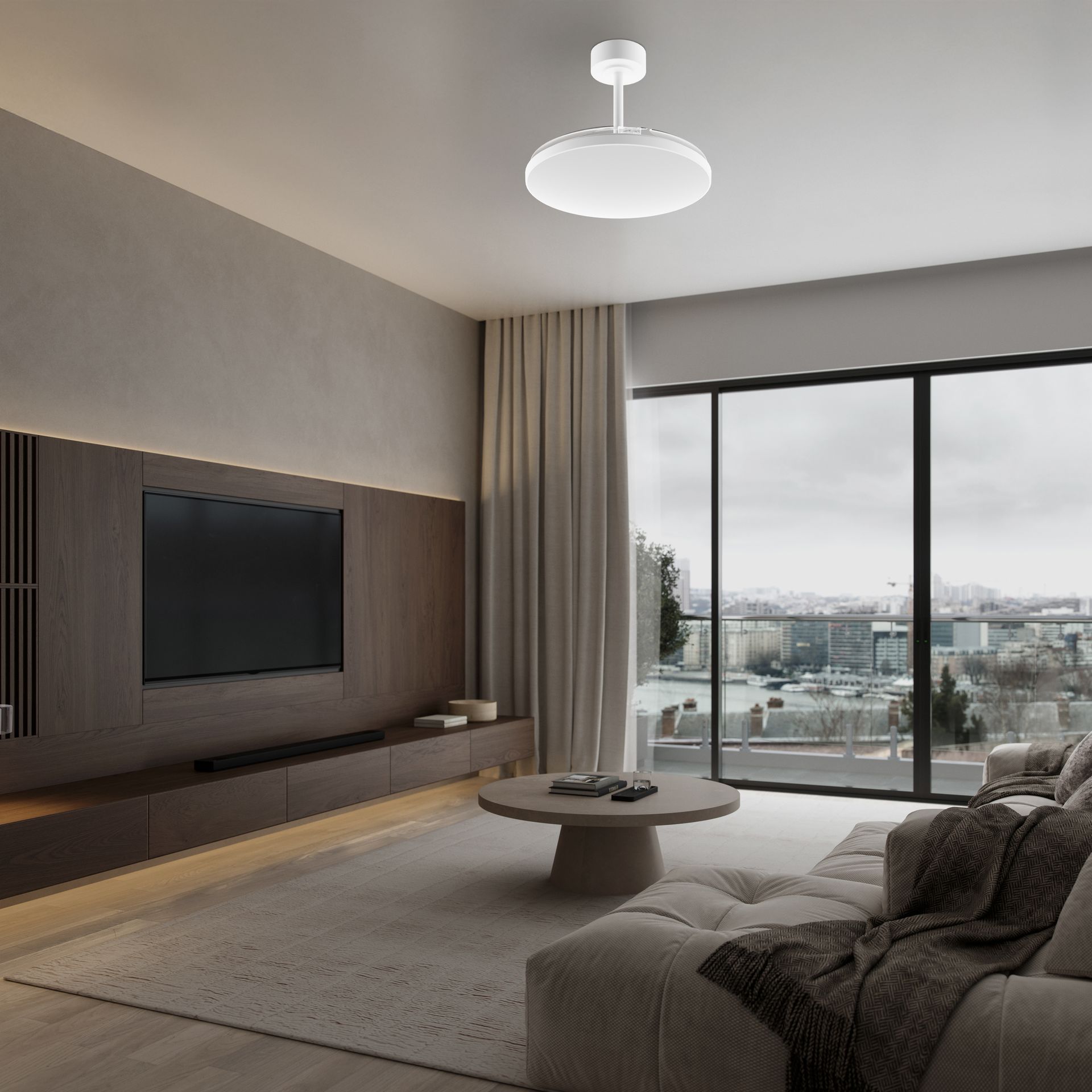 Slim Fan · Ceiling fan with retractable blades and light · Black
