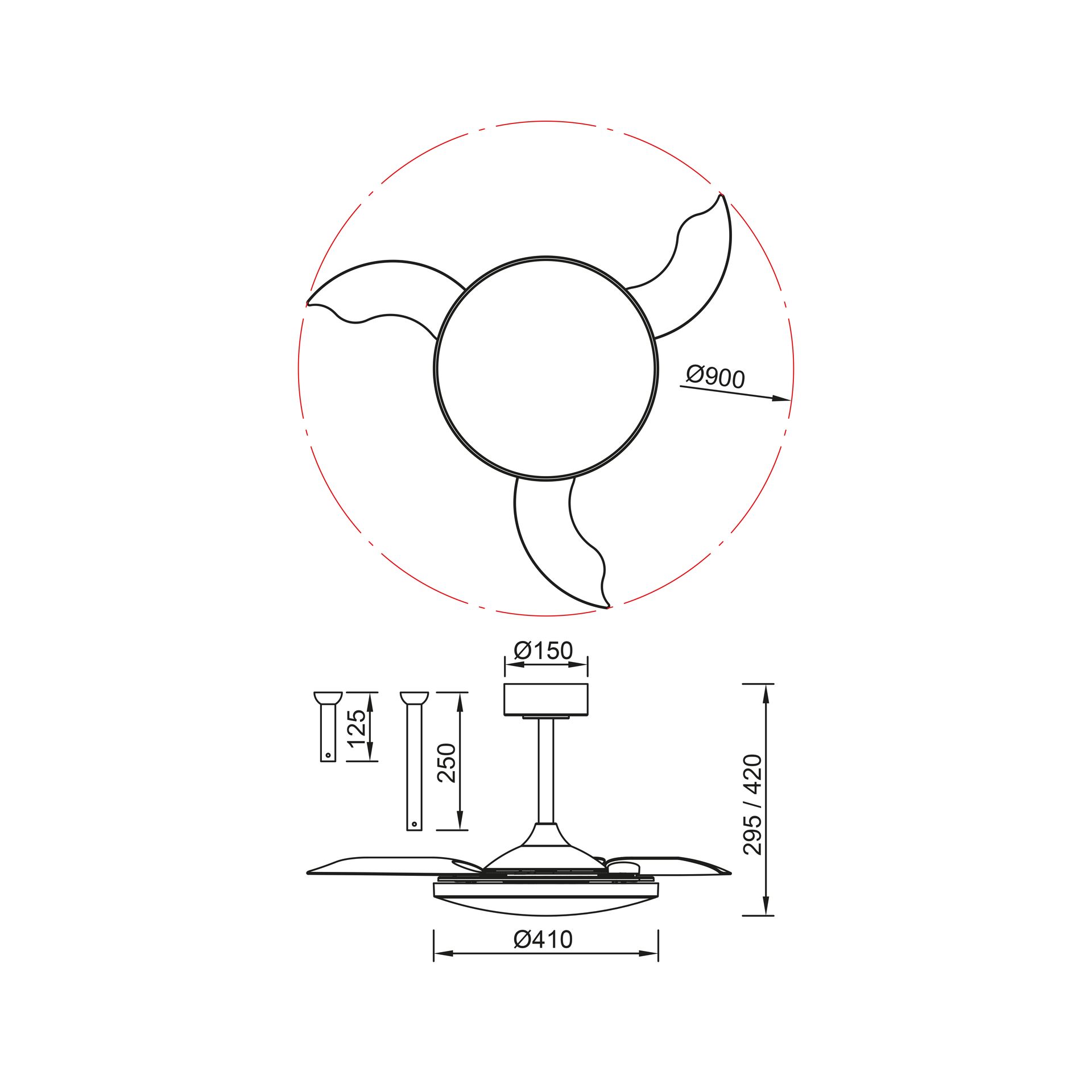 Slim Fan Mini · Ventilador de aspas desplegables con luz · Black