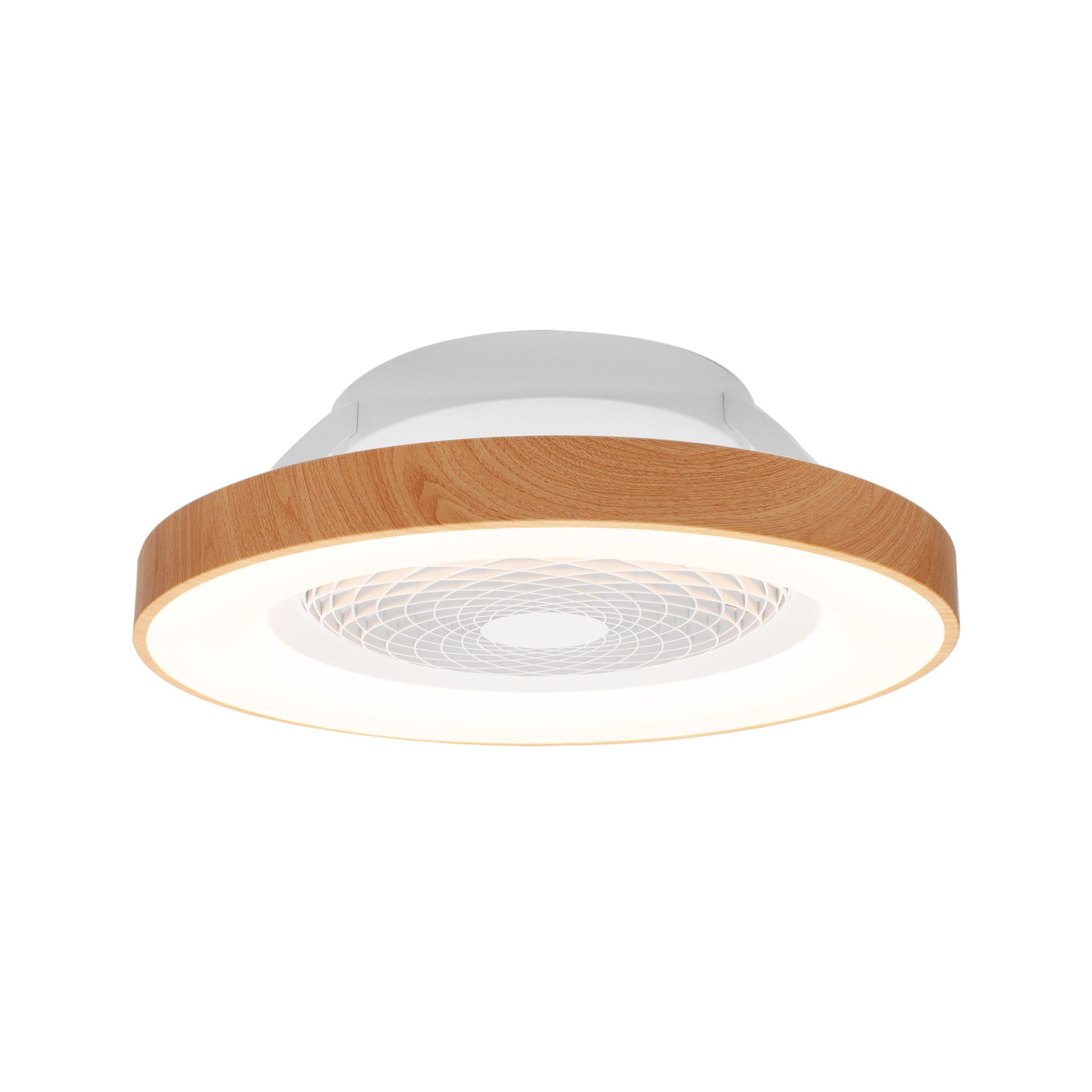 Tíbet · Plafón-ventilador de aspas ocultas con luz · Madera / Blanco